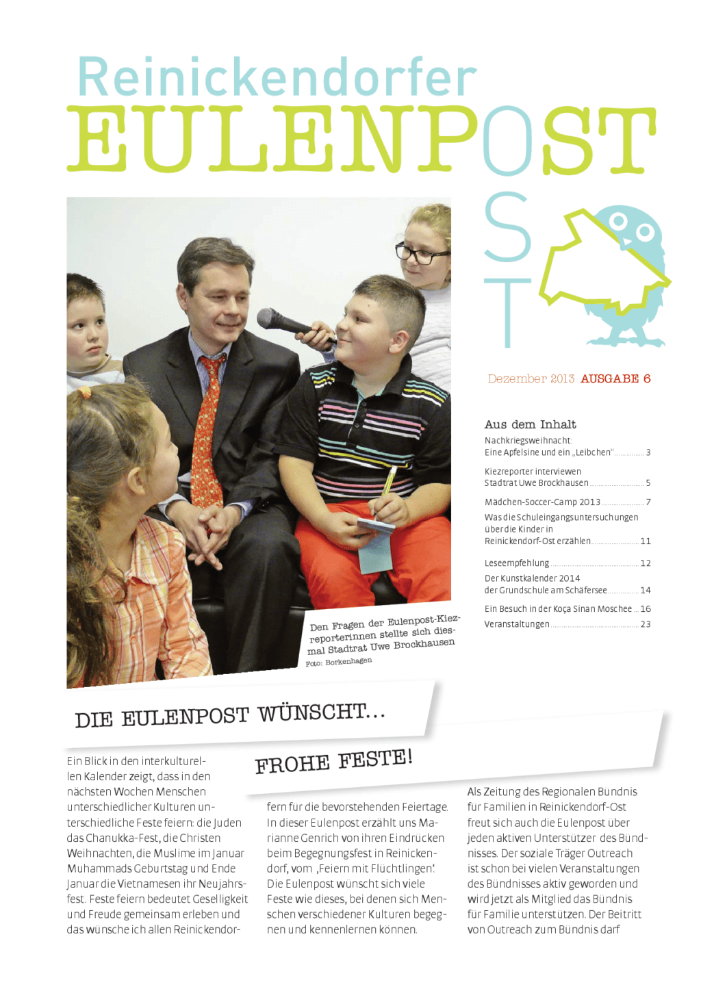 Cover von Reinickendorfer Eulenpost 12/2013. Ausgabe 6