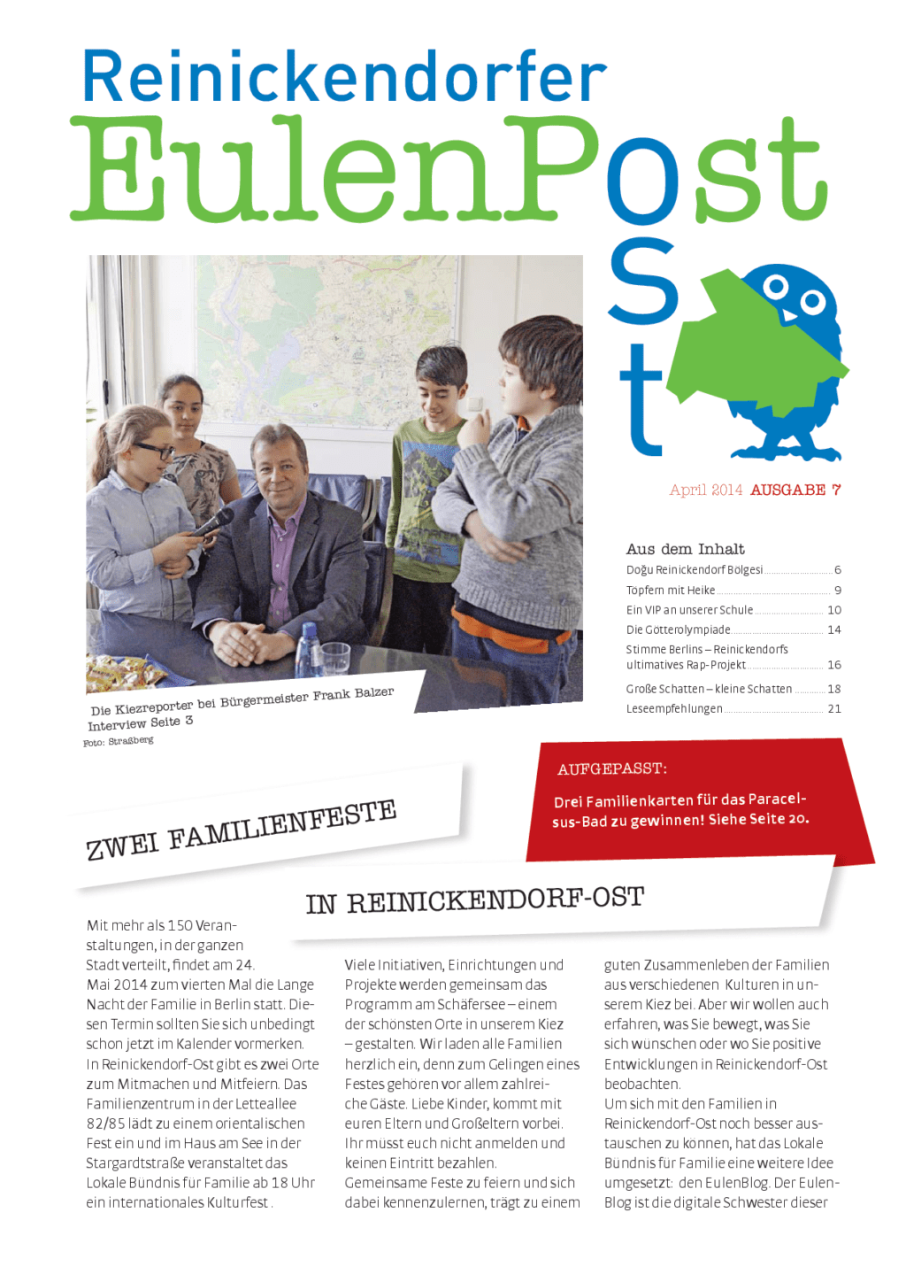 Cover von Reinickendorfer Eulenpost 04/2014. Ausgabe 7