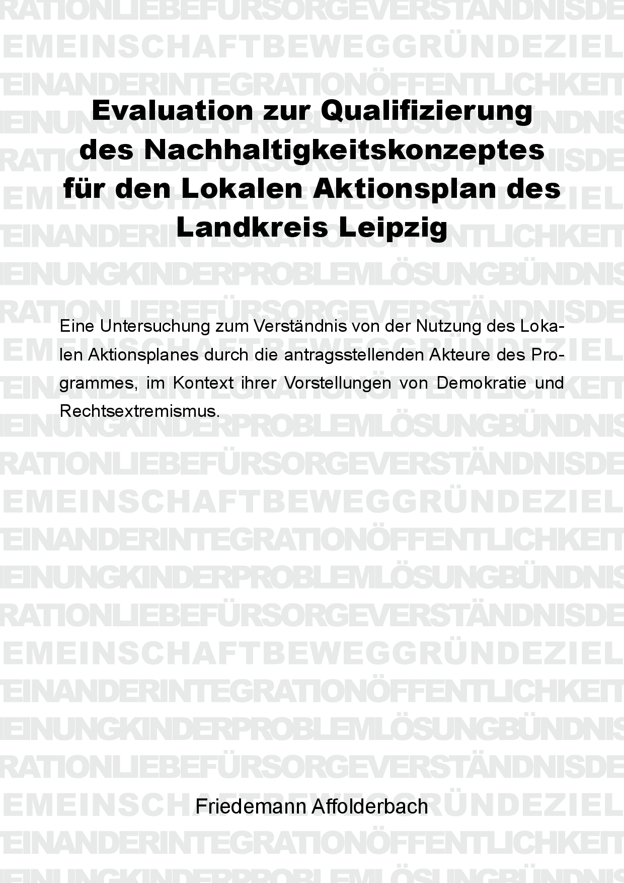 Cover von Evaluation zur Qualifizierung des Nachhaltigkeitskonzeptes für den Lokalen Aktionsplan des Landkreis Leipzig