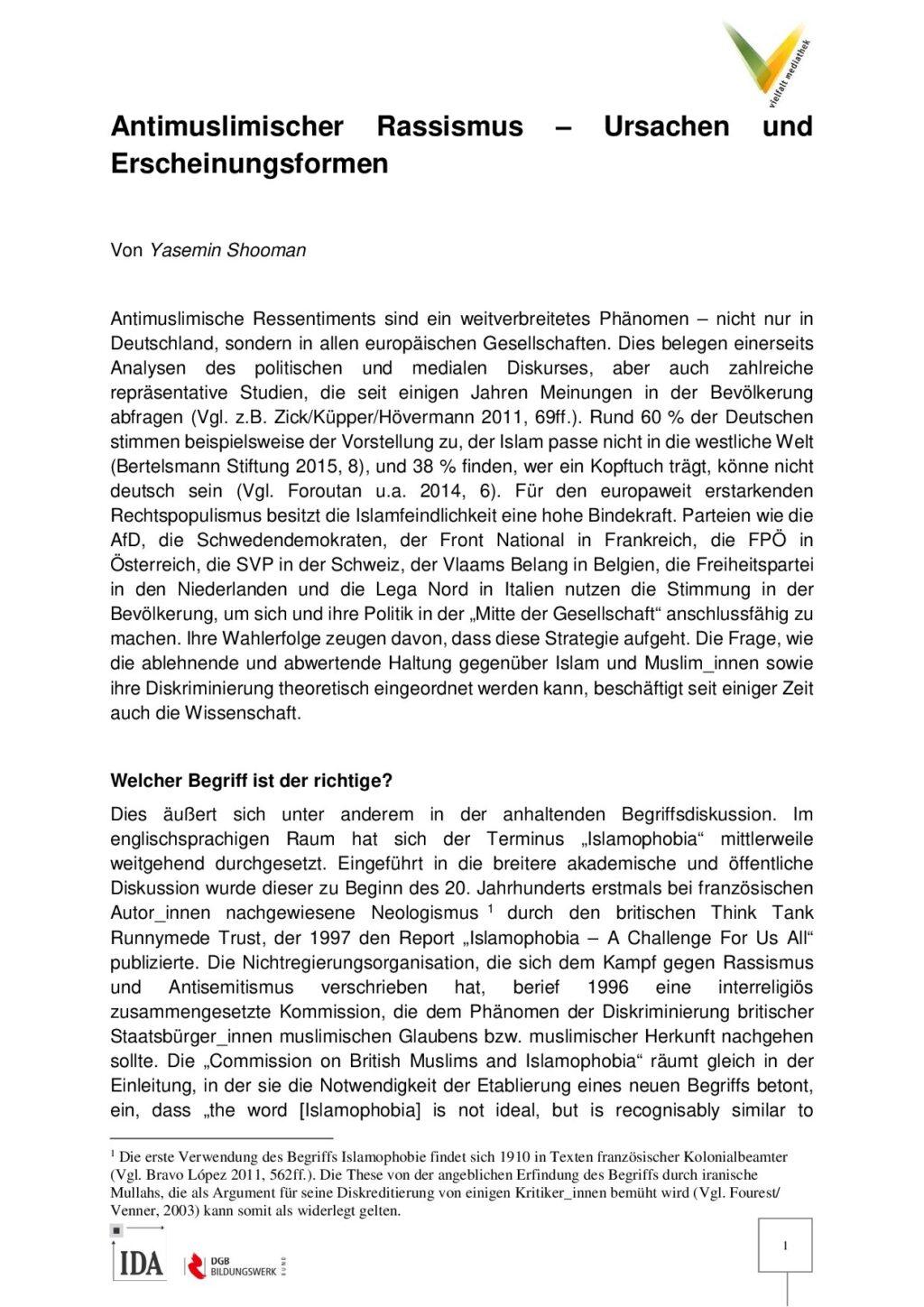 Cover von Antimuslimischer Rassismus – Ursachen und Erscheinungsformen