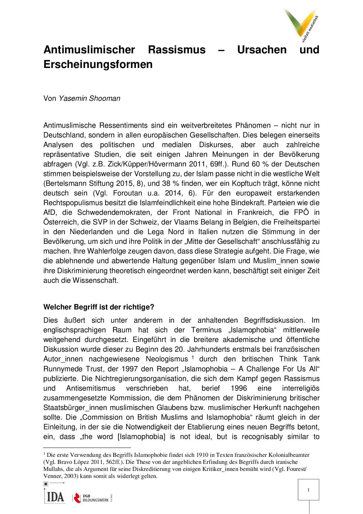 Cover von Antimuslimischer Rassismus – Ursachen und Erscheinungsformen