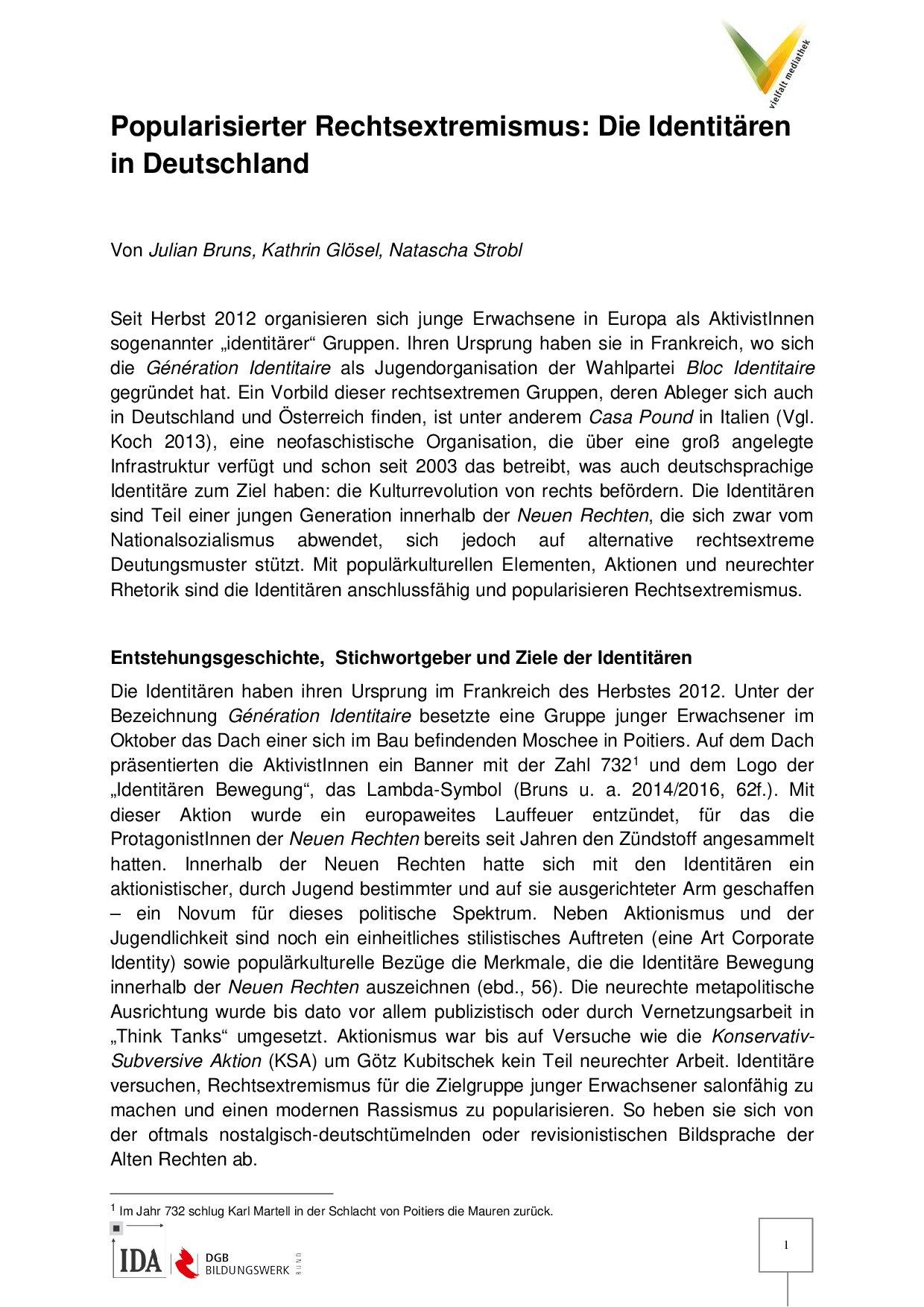 Cover von Popularisierter Rechtsextremismus: Die Identitären in Deutschland