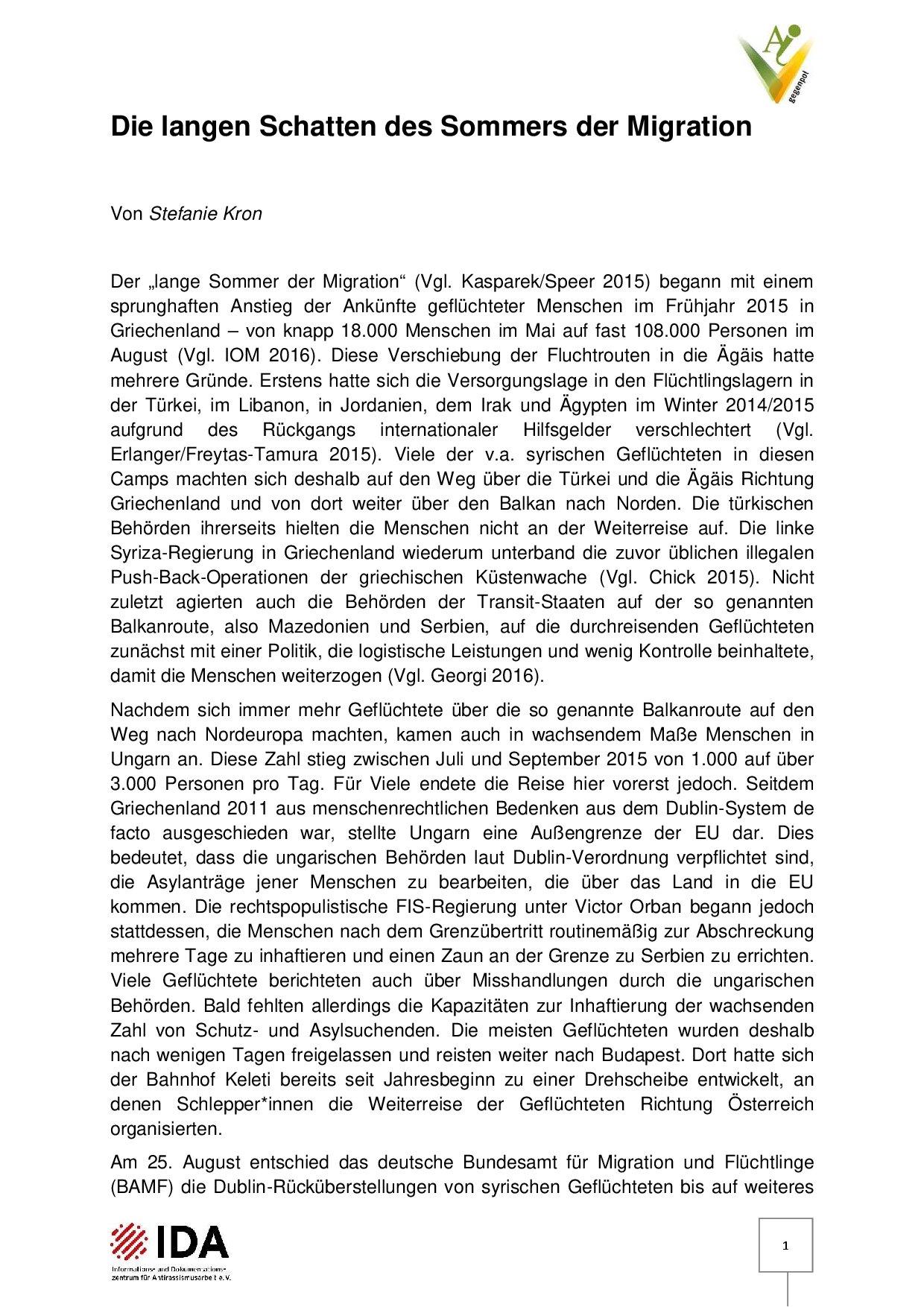 Cover von Die langen Schatten des Sommers der Migration