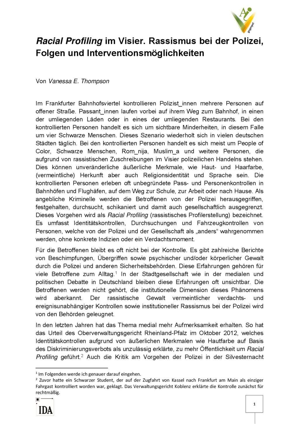 Cover von Racial Profiling im Visier. Rassismus bei der Polizei, Folgen und Interventionsmöglichkeiten