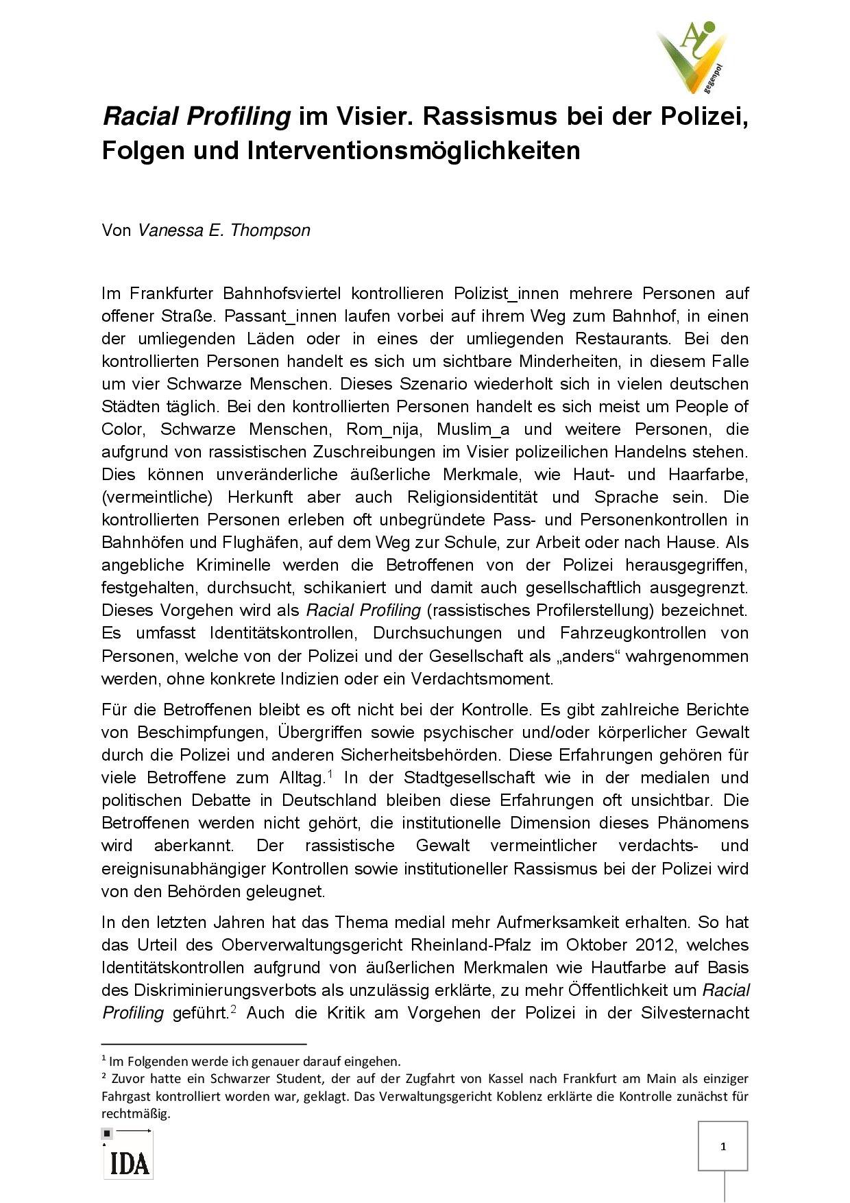 Cover von Racial Profiling im Visier. Rassismus bei der Polizei, Folgen und Interventionsmöglichkeiten