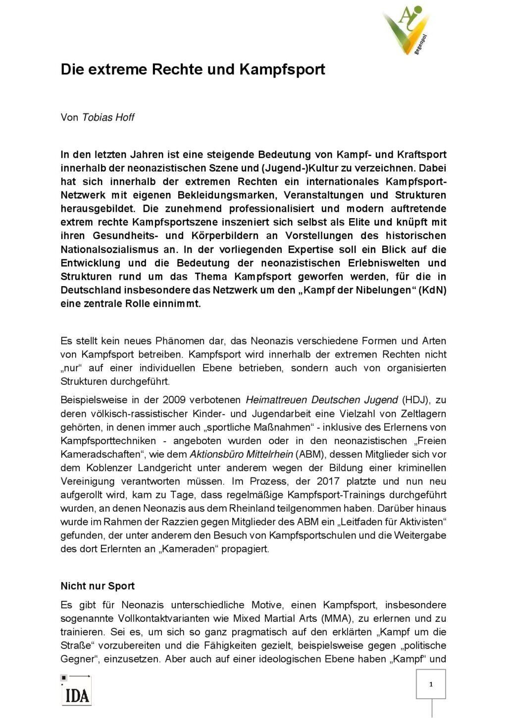 Cover von Die extreme Rechte und Kampfsport