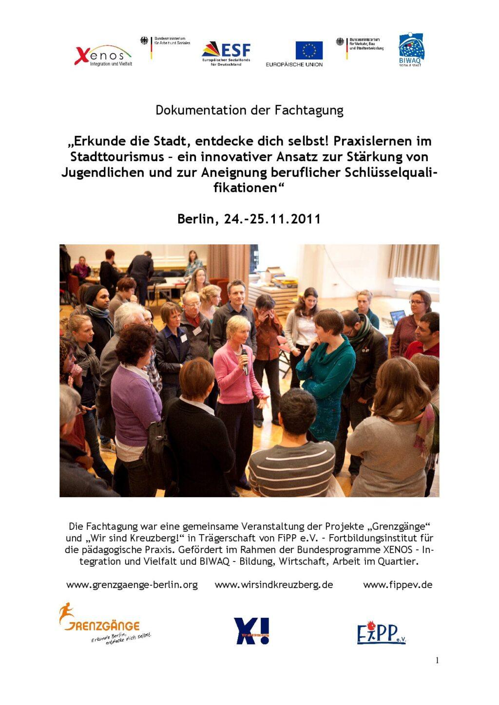 Cover von Dokumentation der Fachtagung "Erkunde die Stadt, entdecke dich selbst! Praxislernen im Stadttourismus – ein innovativer Ansatz zur Stärkung von Jugendlichen und zur Aneignung beruflicher Schlüsselqualifikationen"