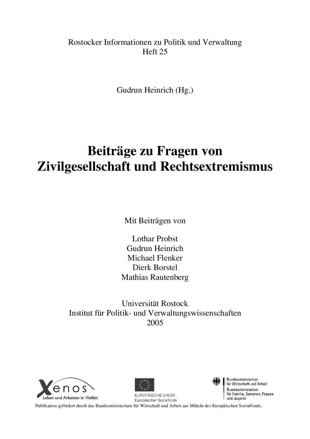 Cover von Beiträge zu Fragen von Rechtsextremismus und Zivilgesellschaft