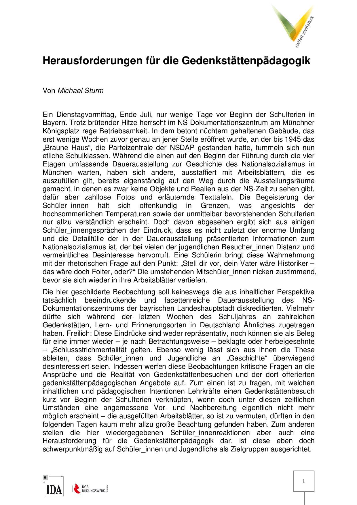 Cover von Herausforderungen für die Gedenkstättenpädagogik