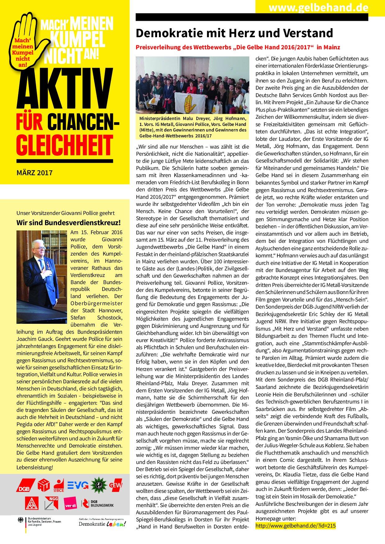 Cover von Aktiv für Chancengleichheit März 2017