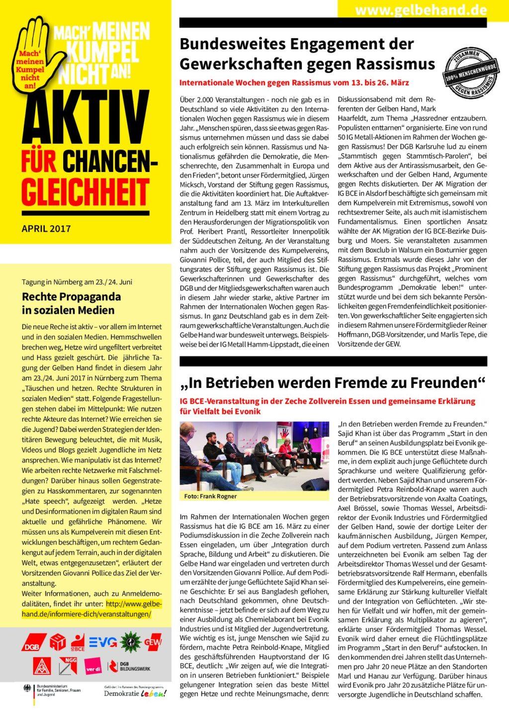 Cover von Aktiv für Chancengleichheit April 2017