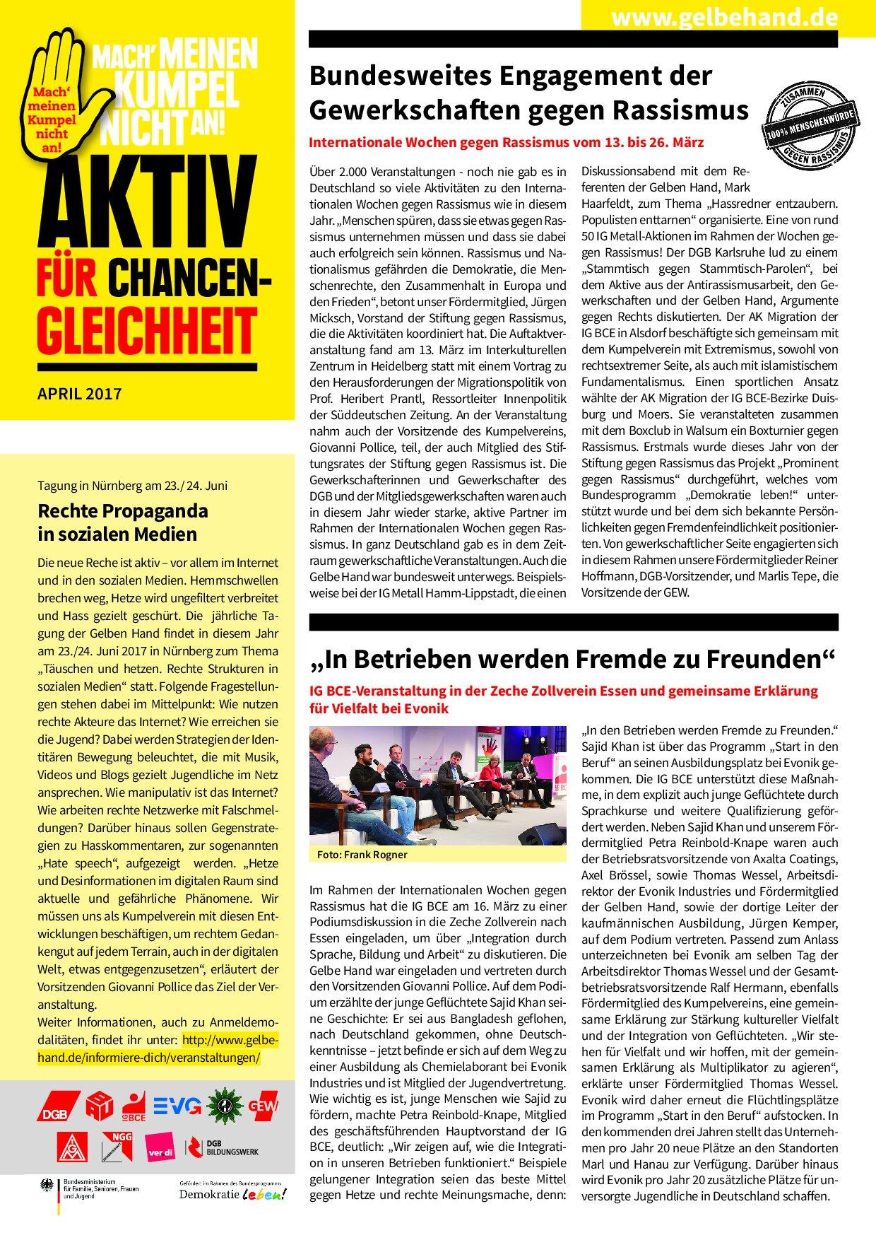 Cover von Aktiv für Chancengleichheit April 2017