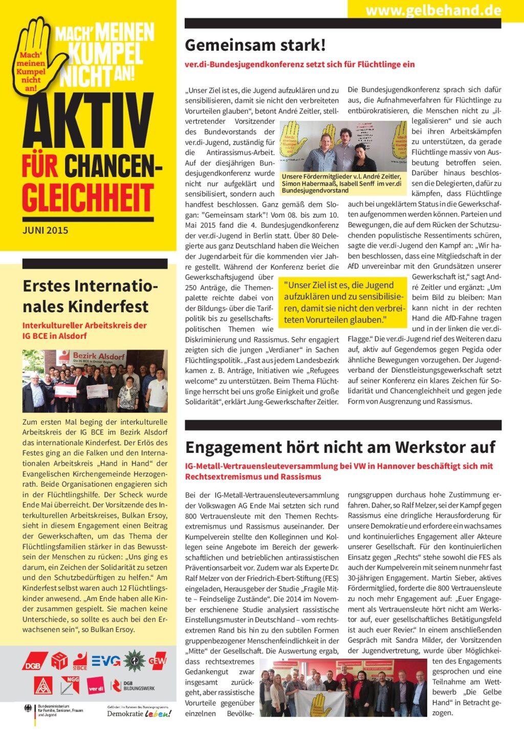 Cover von Aktiv für Chancengleichheit. Juni 2015