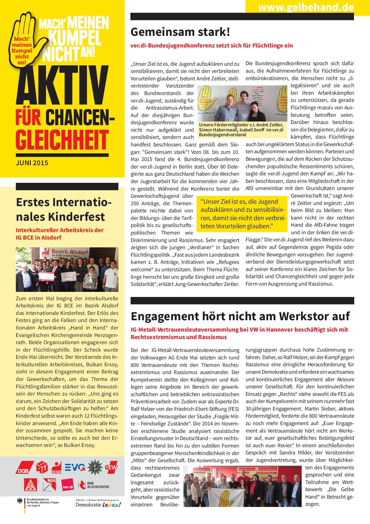 Cover von Aktiv für Chancengleichheit. Juni 2015