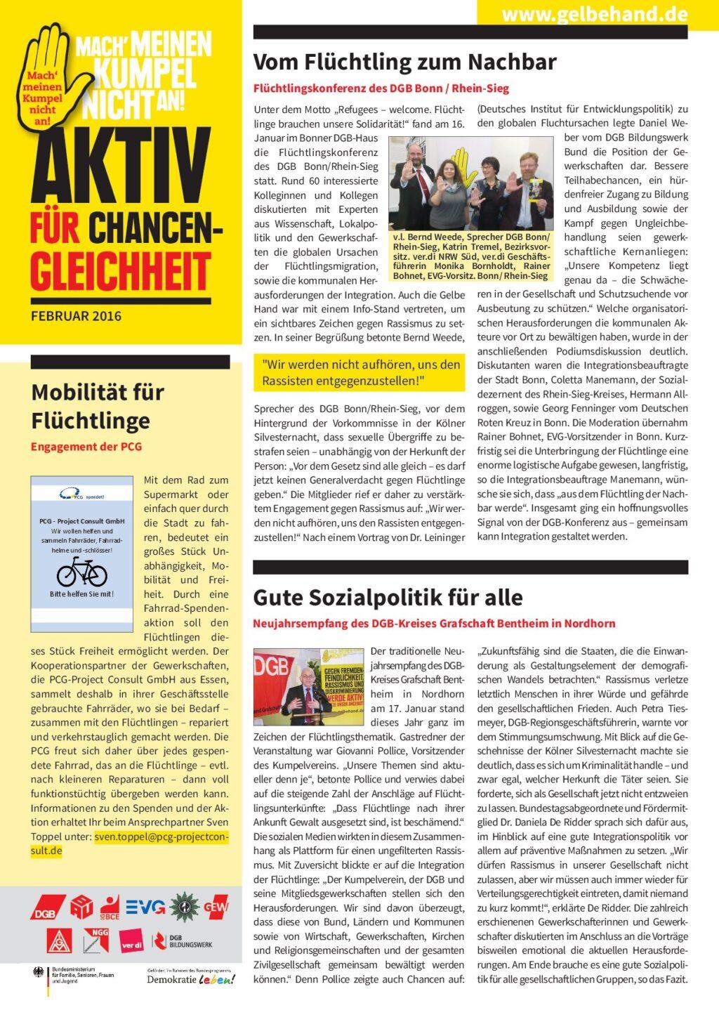 Cover von Aktiv für Chancengleichheit. Februar 2016