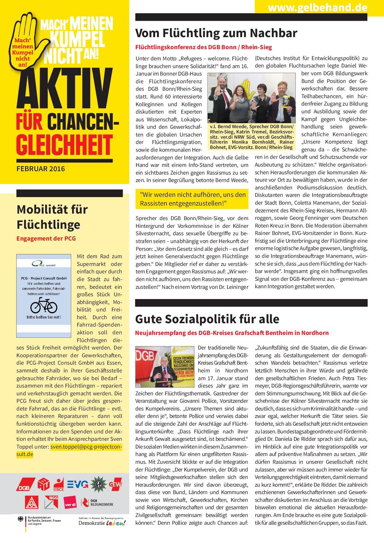 Cover von Aktiv für Chancengleichheit. Februar 2016