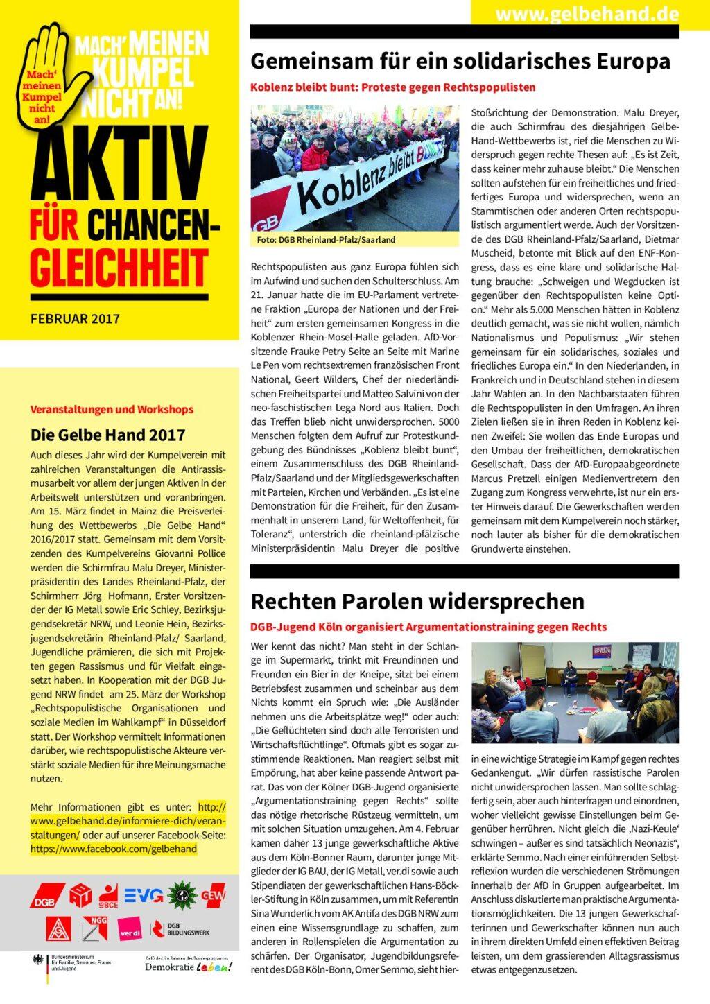 Cover von Aktiv für Chancengleichheit Februar 2017