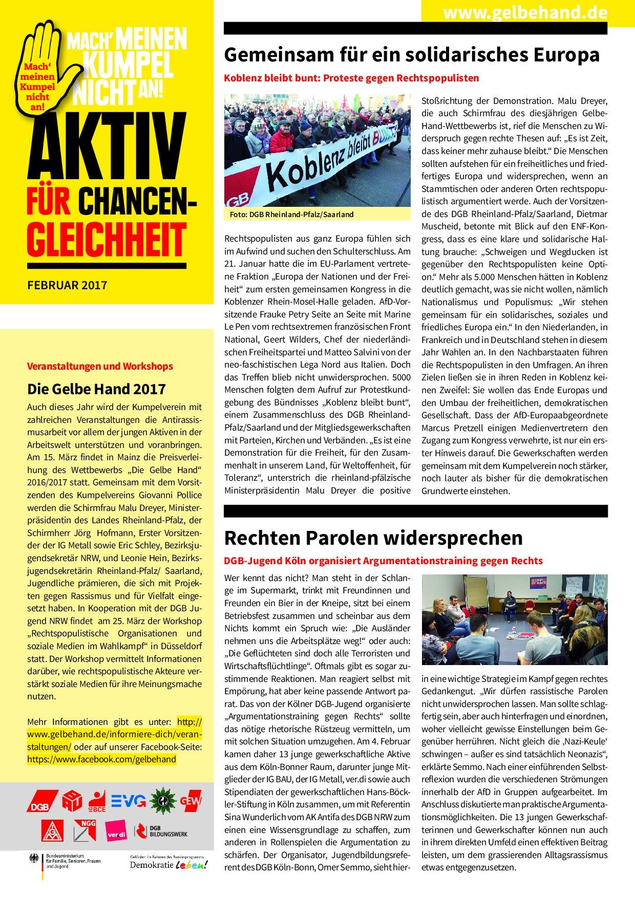 Cover von Aktiv für Chancengleichheit Februar 2017