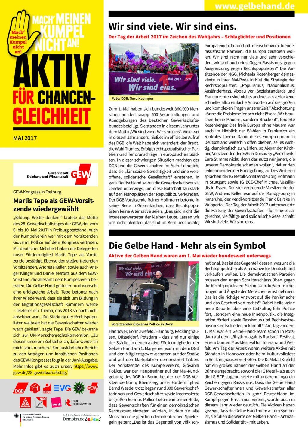Cover von Aktiv für Chancengleichheit Mai 2017