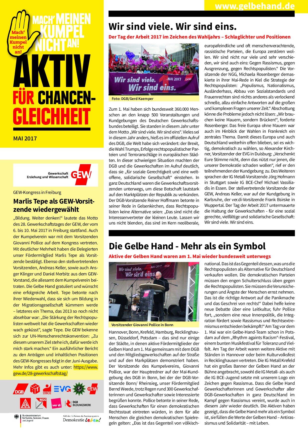 Cover von Aktiv für Chancengleichheit Mai 2017