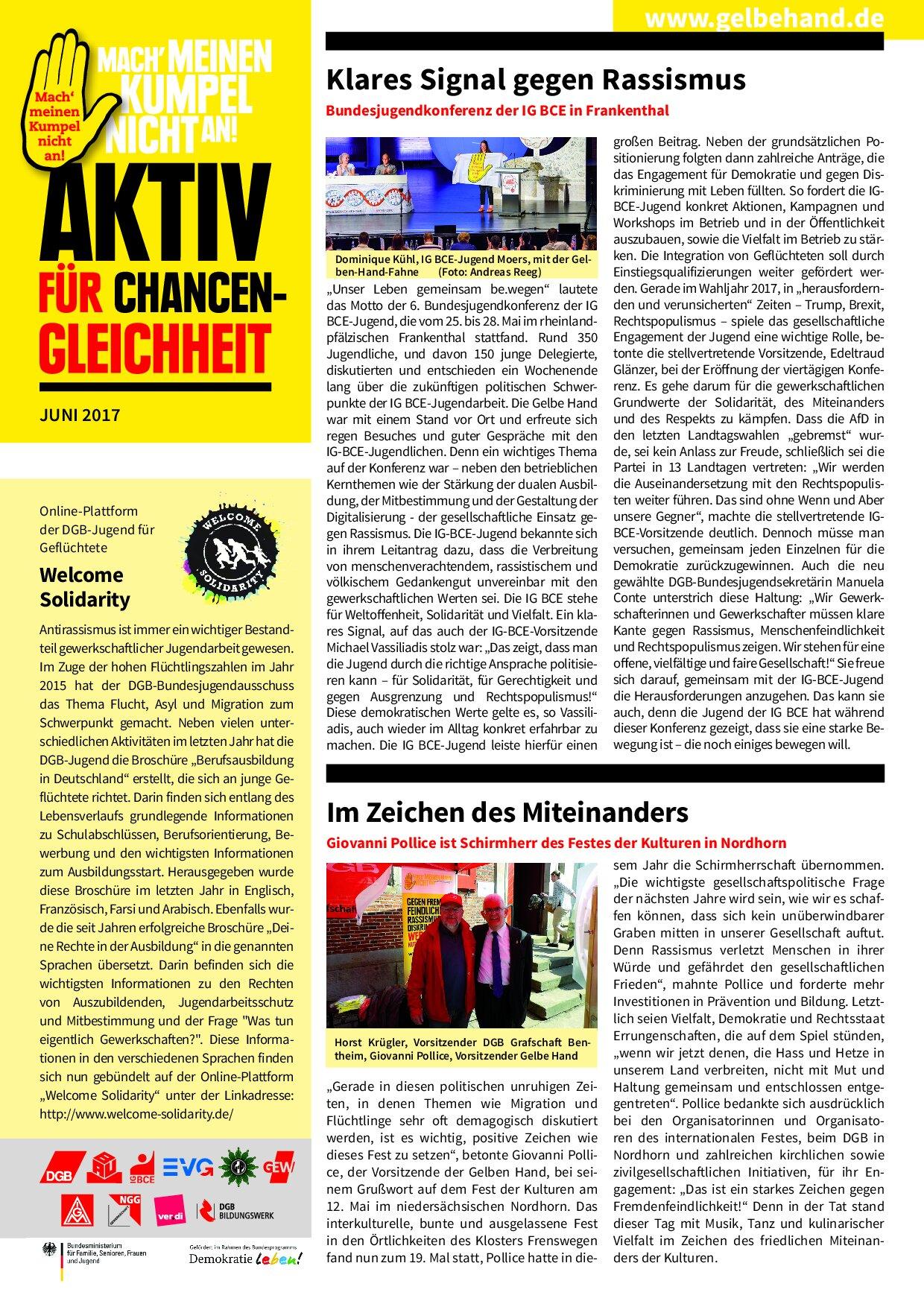 Cover von Aktiv für Chancengleichheit Juni 2017