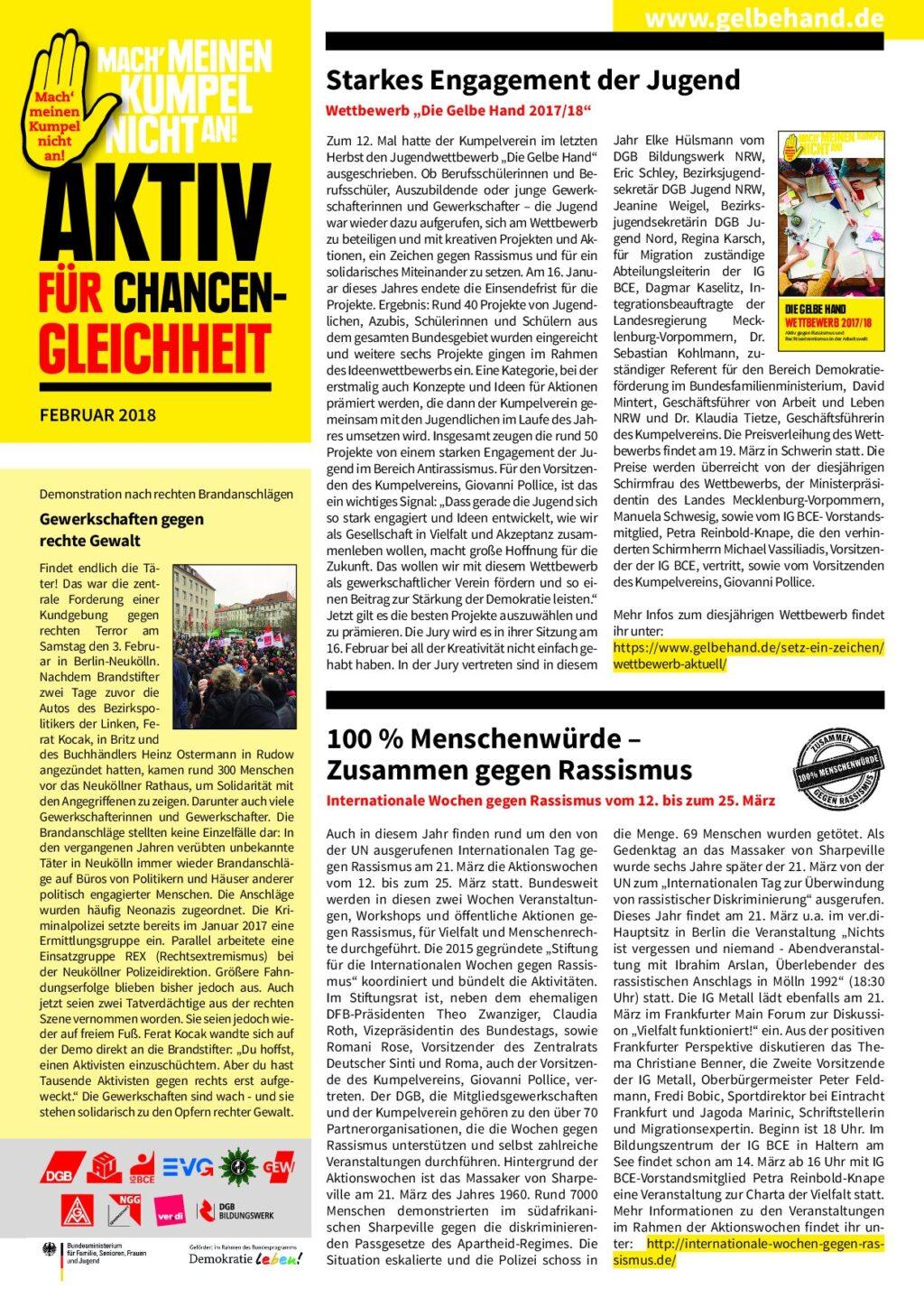 Cover von Aktiv für Chancengleicheit Februar 2018