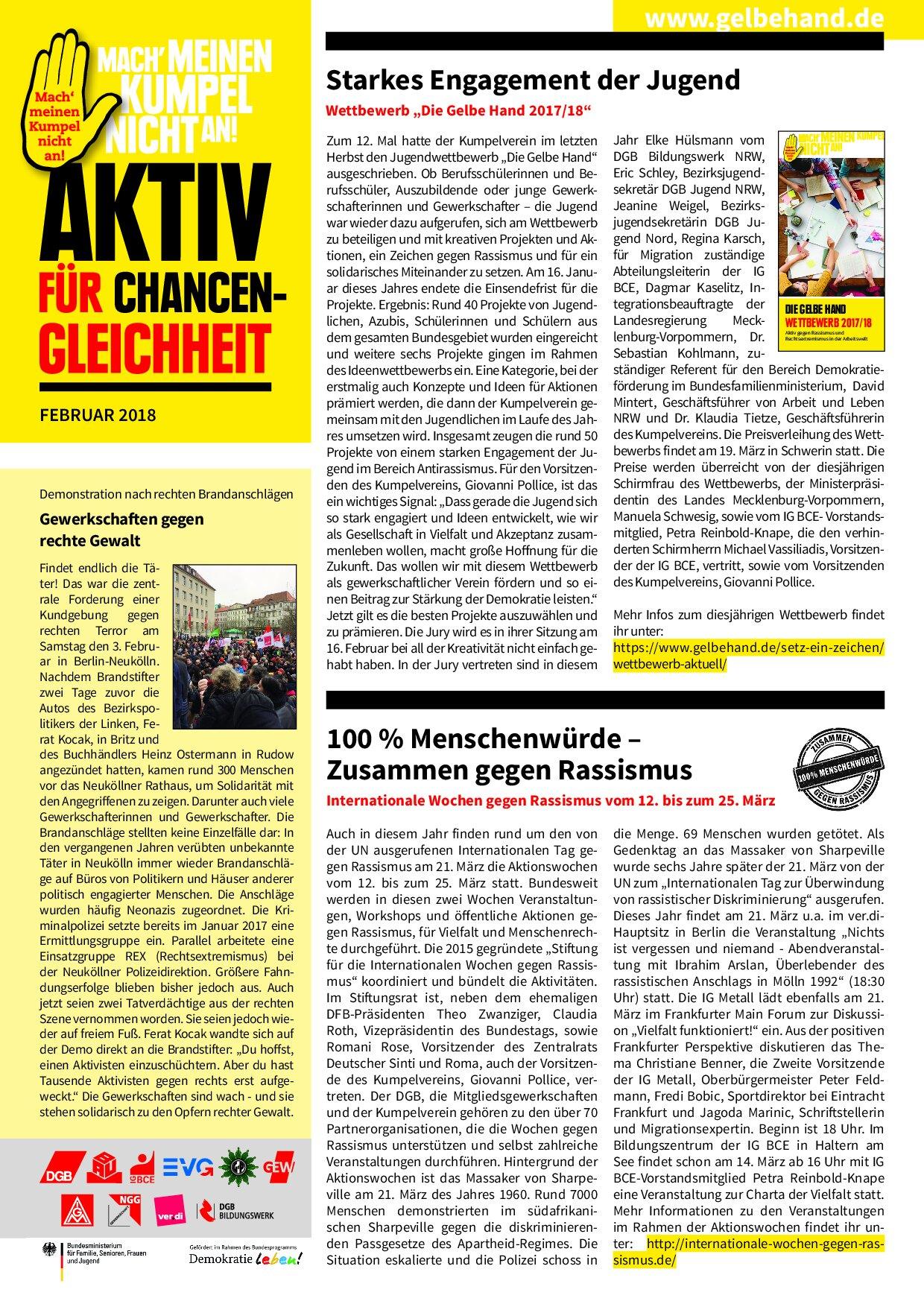 Cover von Aktiv für Chancengleicheit Februar 2018