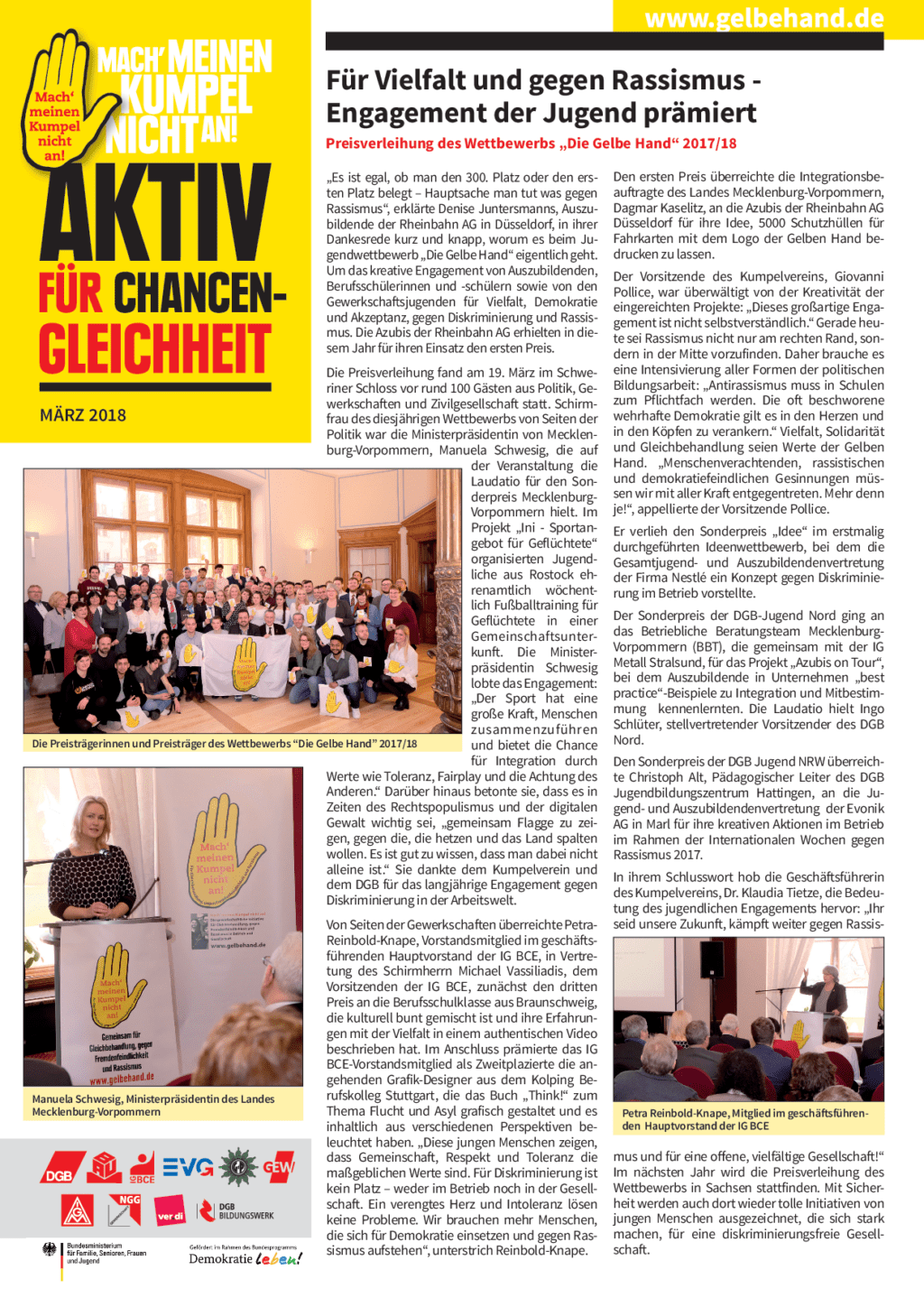 Cover von Aktiv für Chancengleicheit März 2018