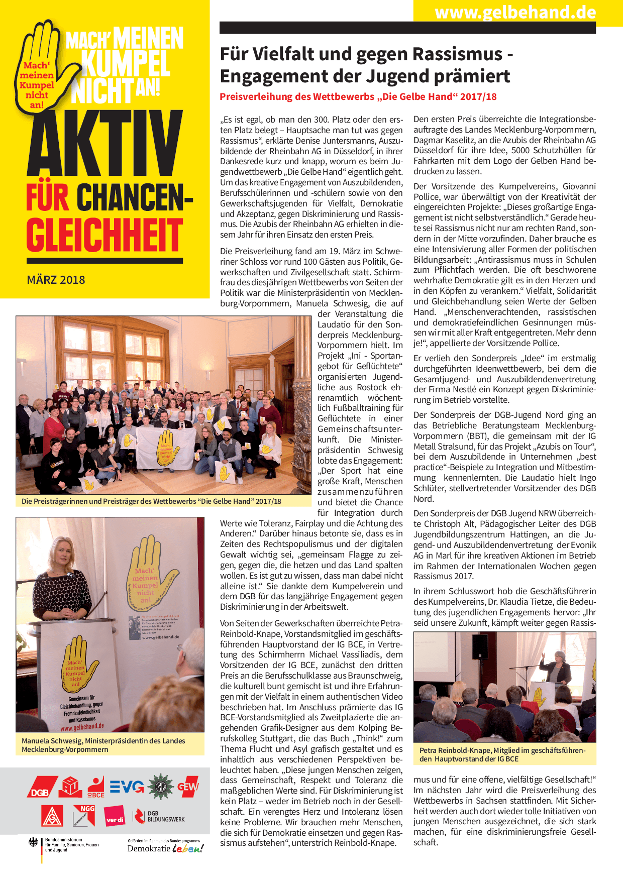 Cover von Aktiv für Chancengleicheit März 2018