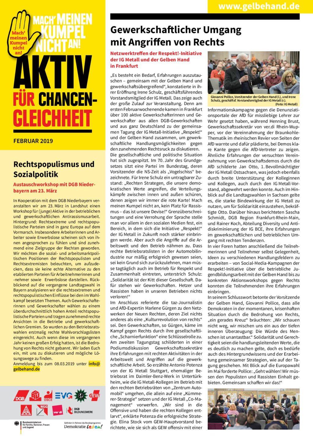 Cover von Aktiv für Chancengleichheit Februar 2019