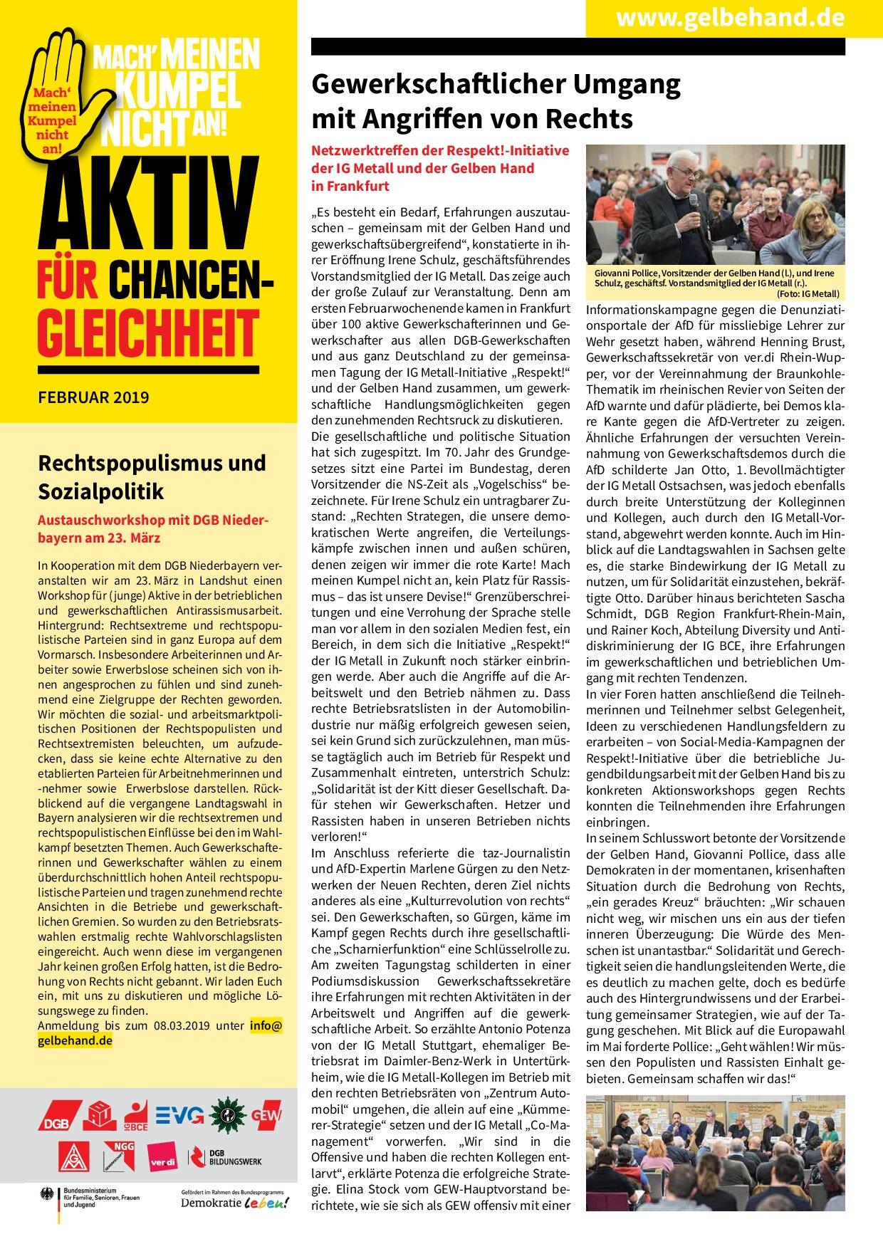 Cover von Aktiv für Chancengleichheit Februar 2019