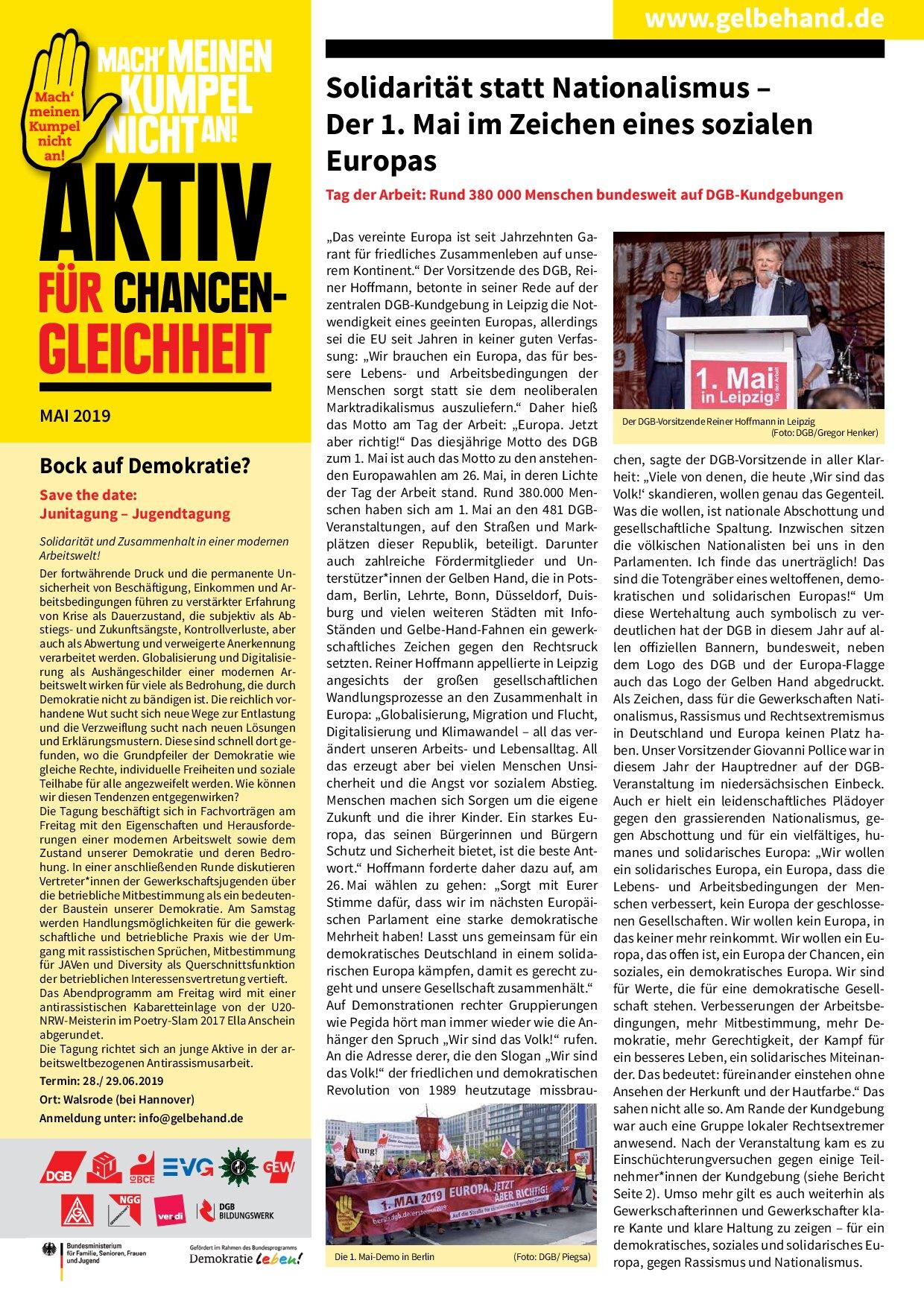 Cover von Aktiv für Changengleichheit Mai 2019