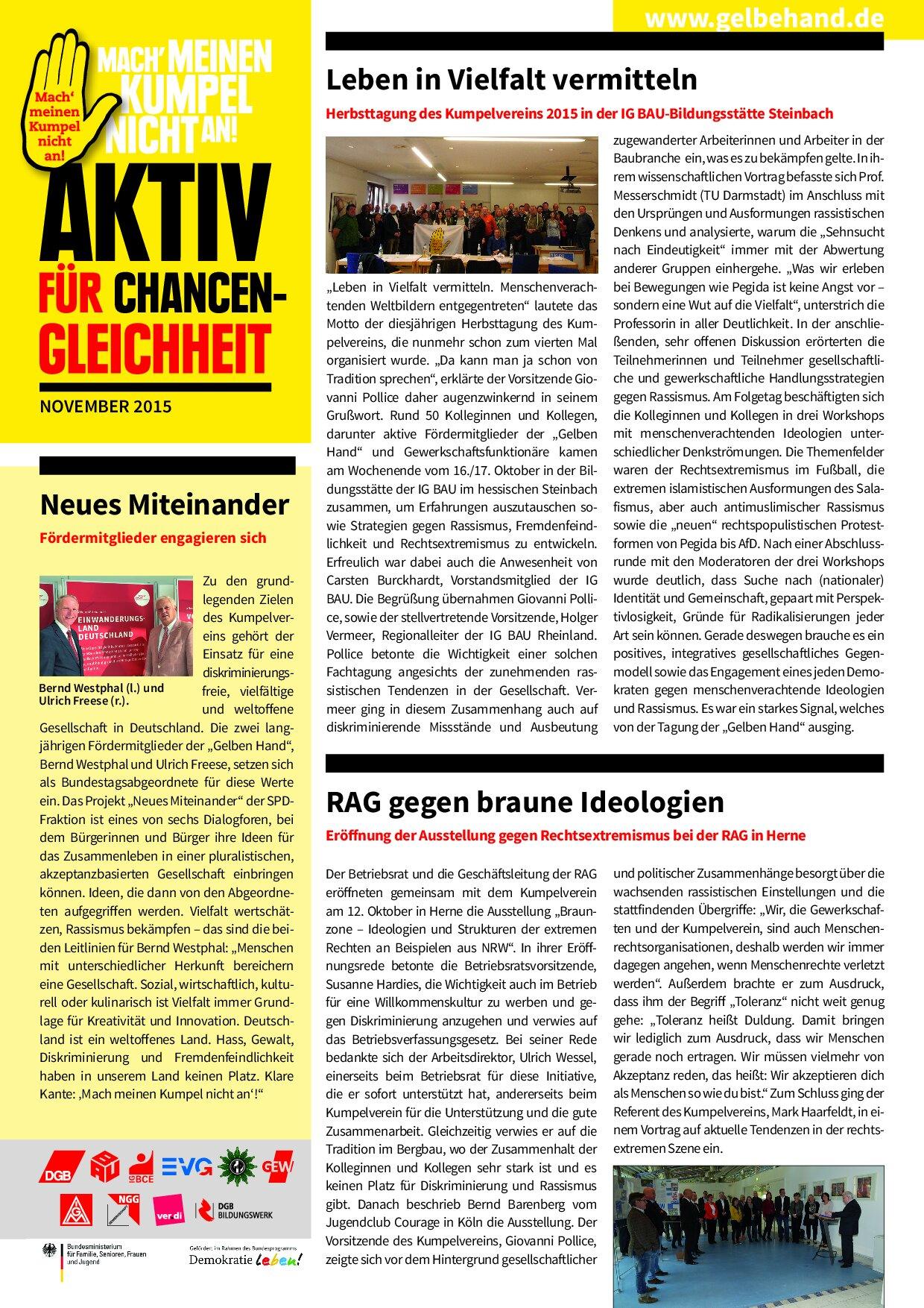 Cover von Aktiv für Chancengleichheit. November 2015