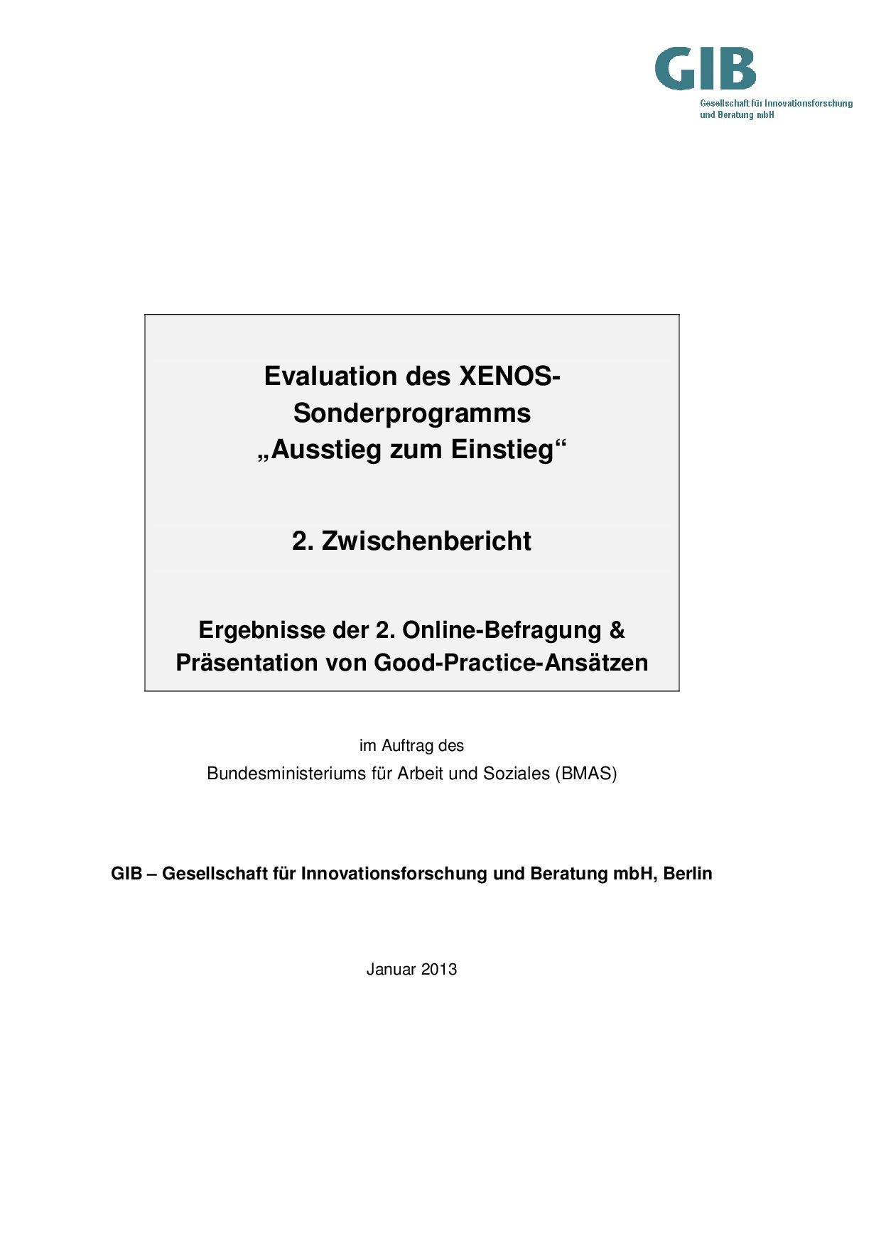 Cover von Evaluation des XENOS-Sonderprogramms "Ausstieg zum Einstieg". 2. Zwischenbricht