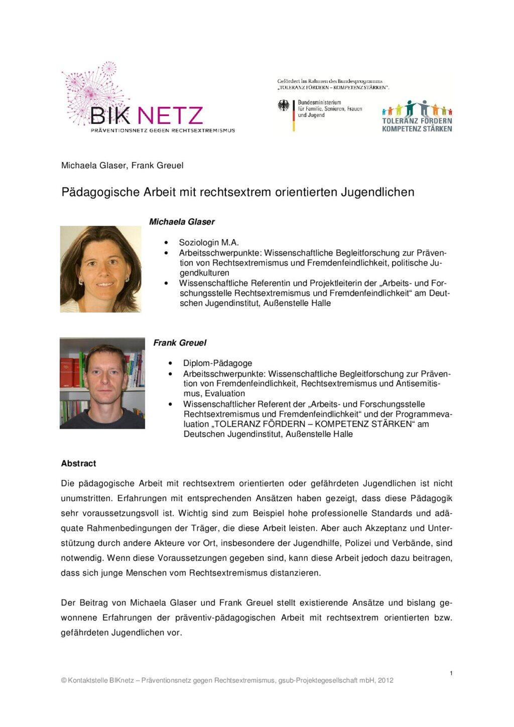 Cover von Pädagogische Arbeit mit rechtsextrem orientierten Jugendlichen