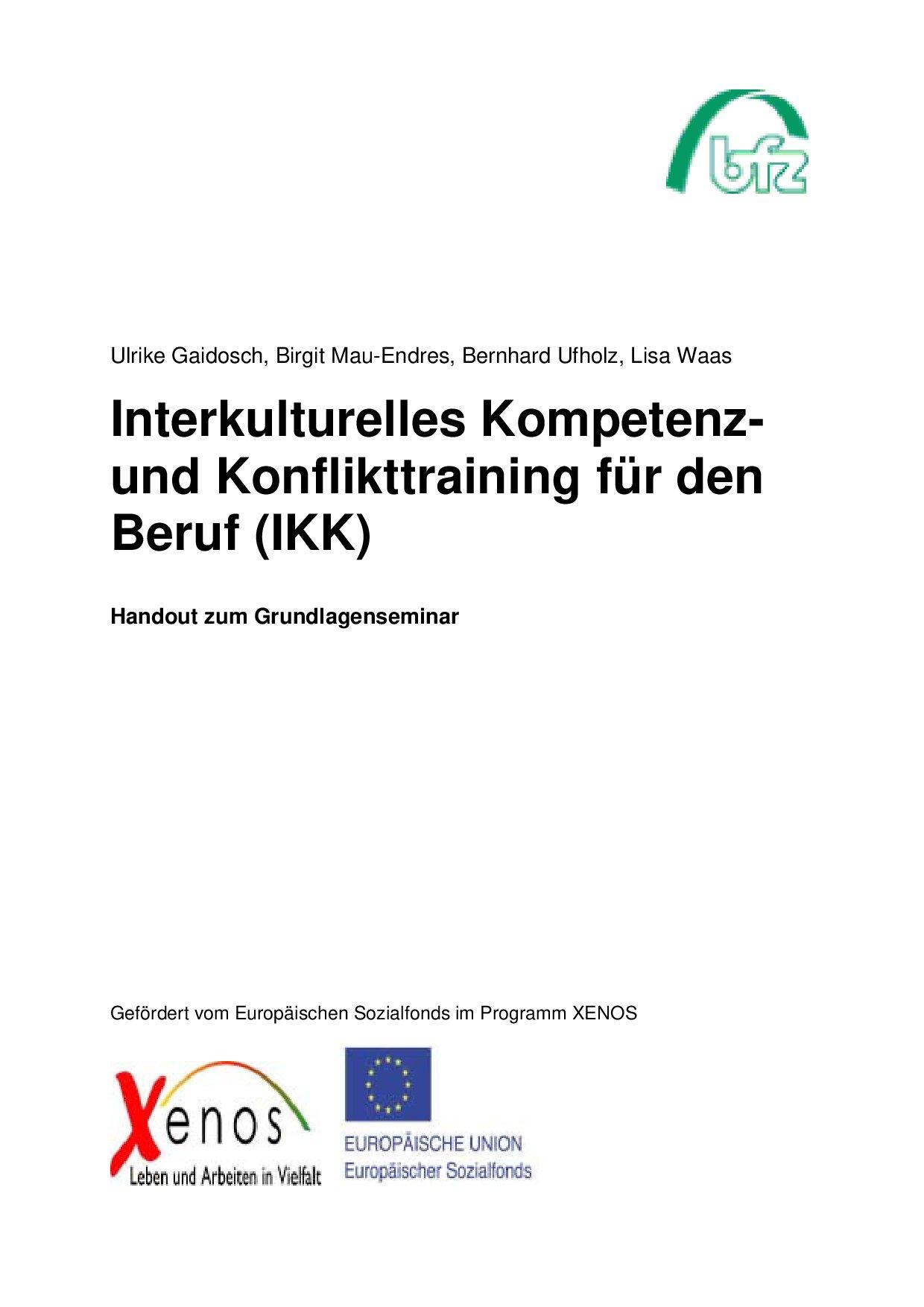 Cover von Interkulturelles Kompetenz- und Konflikttraining für den Beruf (IKK) Handout zum Grundlagenseminar