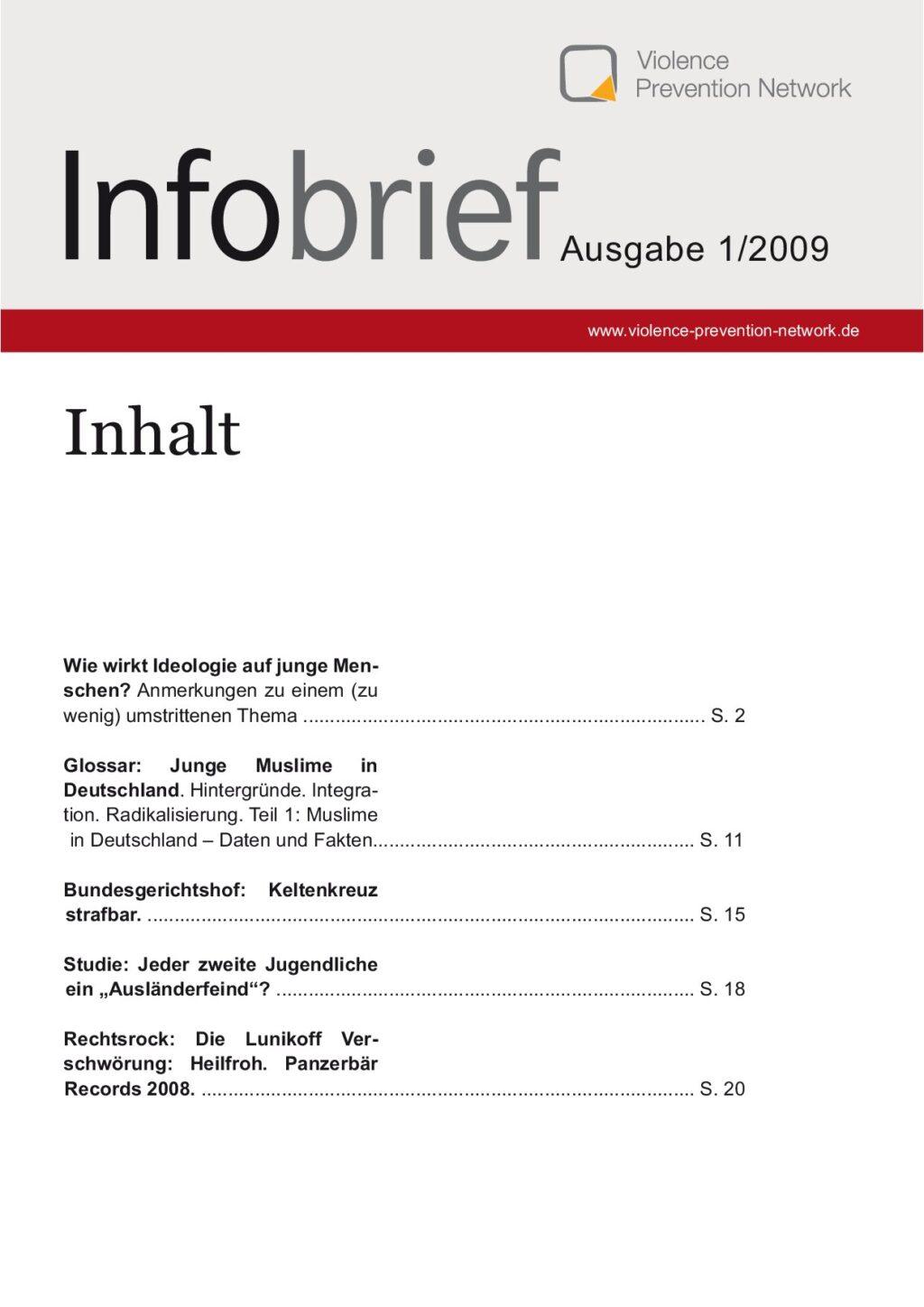 Cover von Infobrief Ausgabe 1/2009