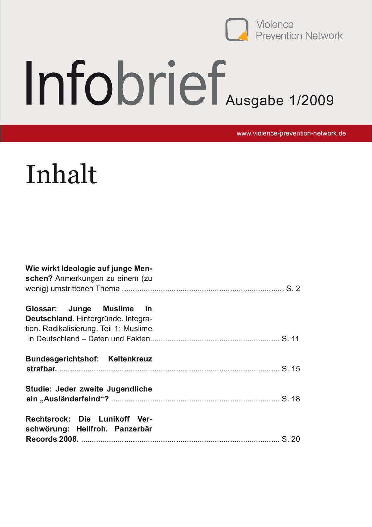 Cover von Infobrief Ausgabe 1/2009