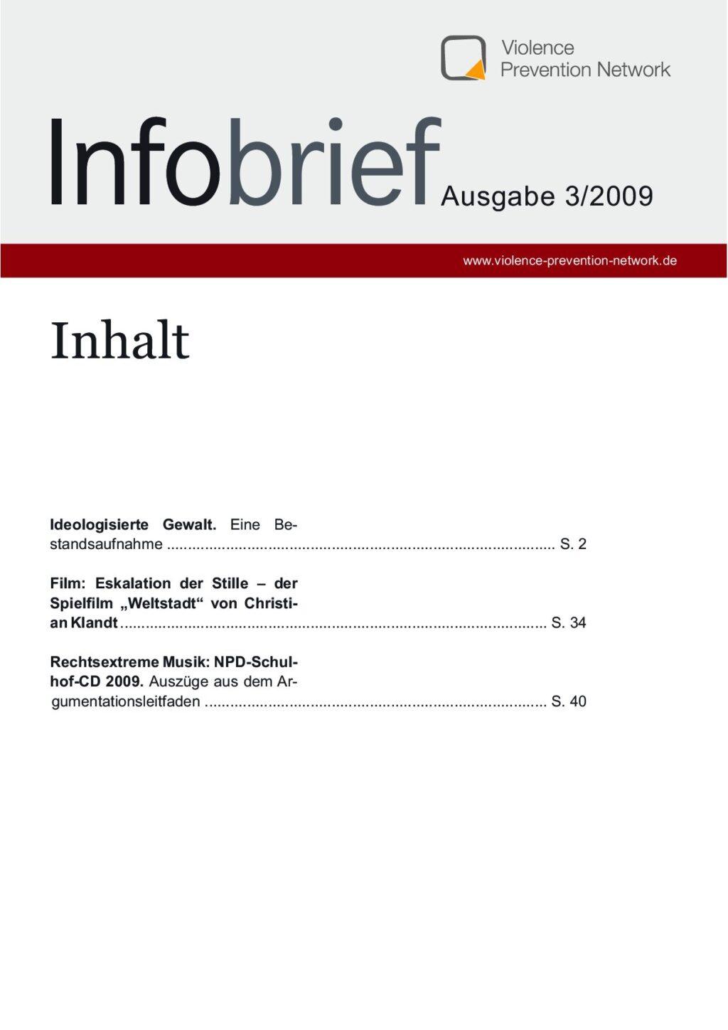 Cover von Infobrief Ausgabe 3/2009