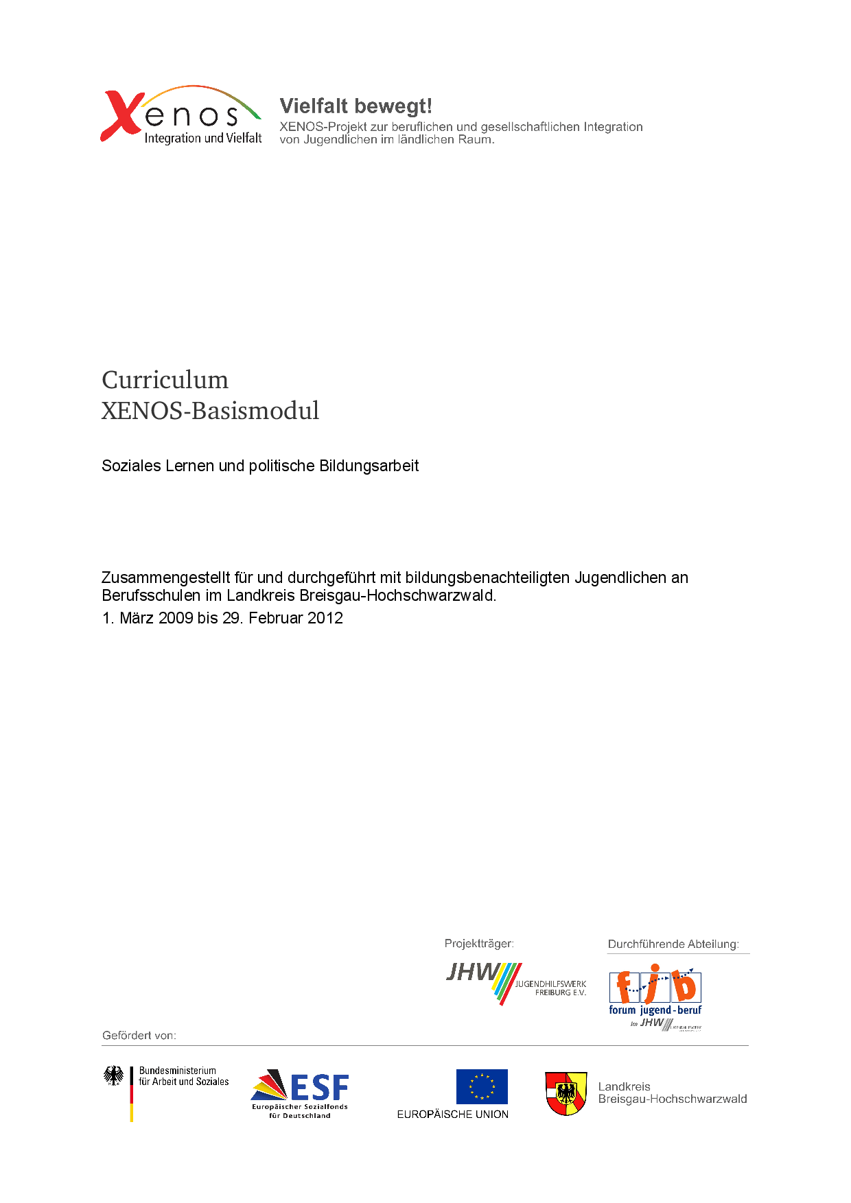Cover von Curriculum XENOS-Basismodul. Soziales Lernen und politische Bildungsarbeit