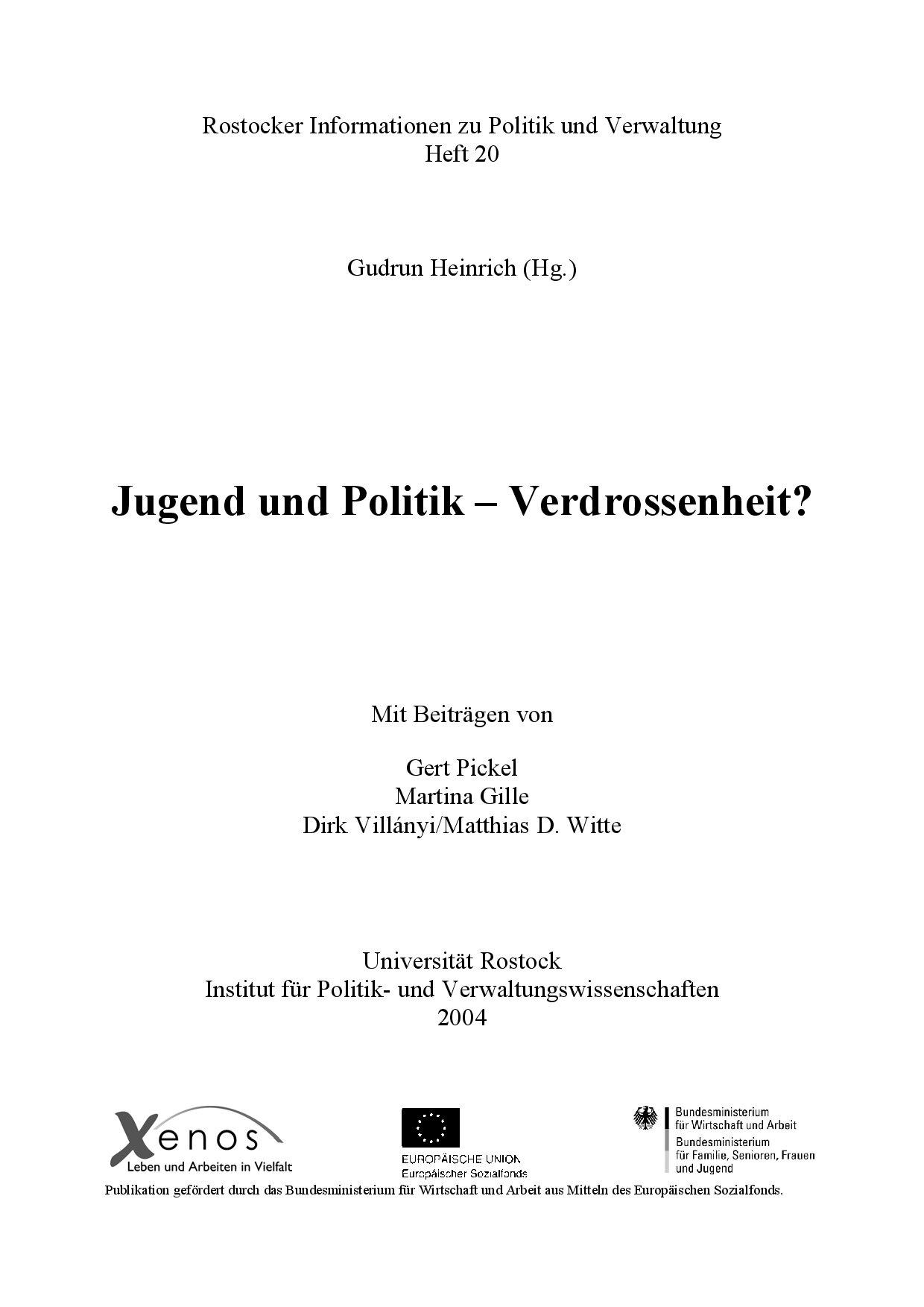 Cover von Jugend und Politik – Verdrossenheit?