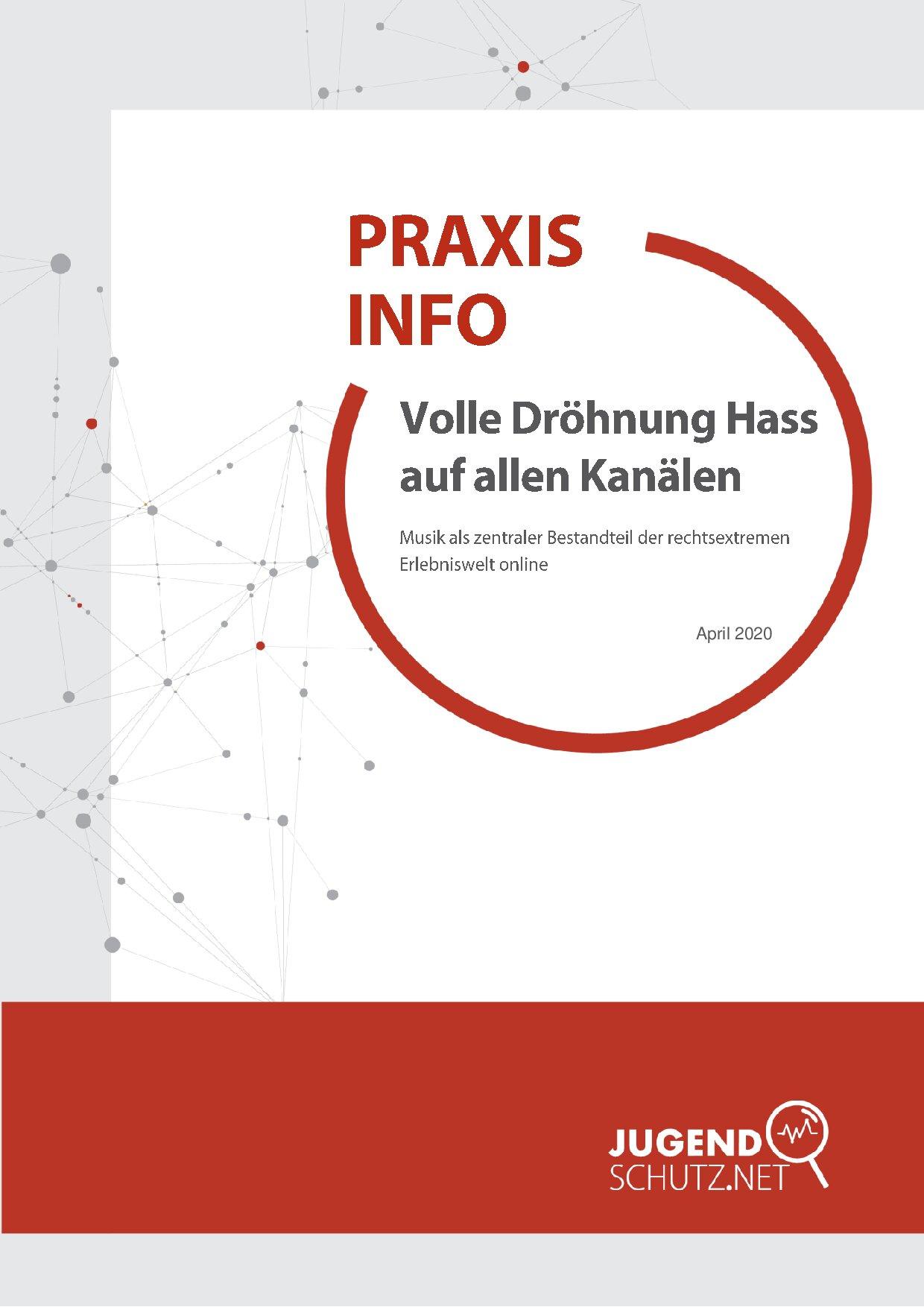 Cover von Praxisinfo. Volle Dröhnung Hass auf allen Kanälen. Musik als zentraler Bestandteil der rechtsextremen Erlebniswelt online