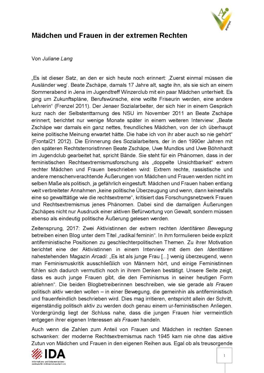 Cover von Mädchen und Frauen in der extremen Rechten