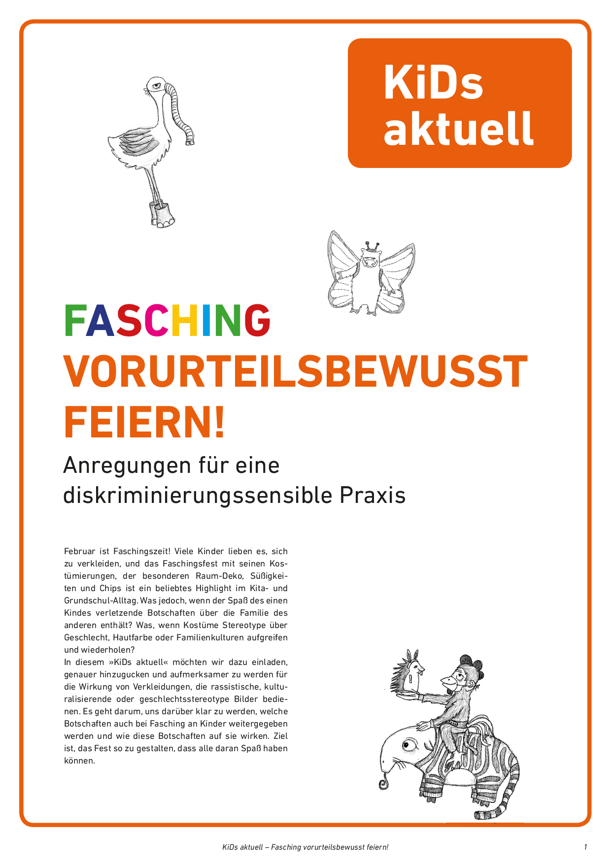 Cover von KiDs aktuell 1/2016: Fasching vorurteilsbewusst feiern! Anregungen für eine diskriminierungssensible Praxis