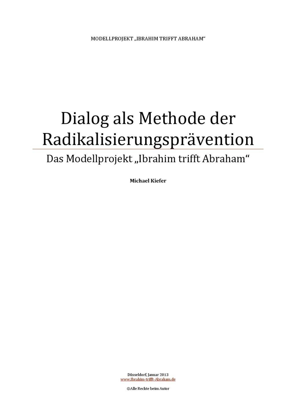 Cover von Dialog als Methode der Radikalisierungsprävention. Das Modellprojekt "Ibrahim trifft Abraham"
