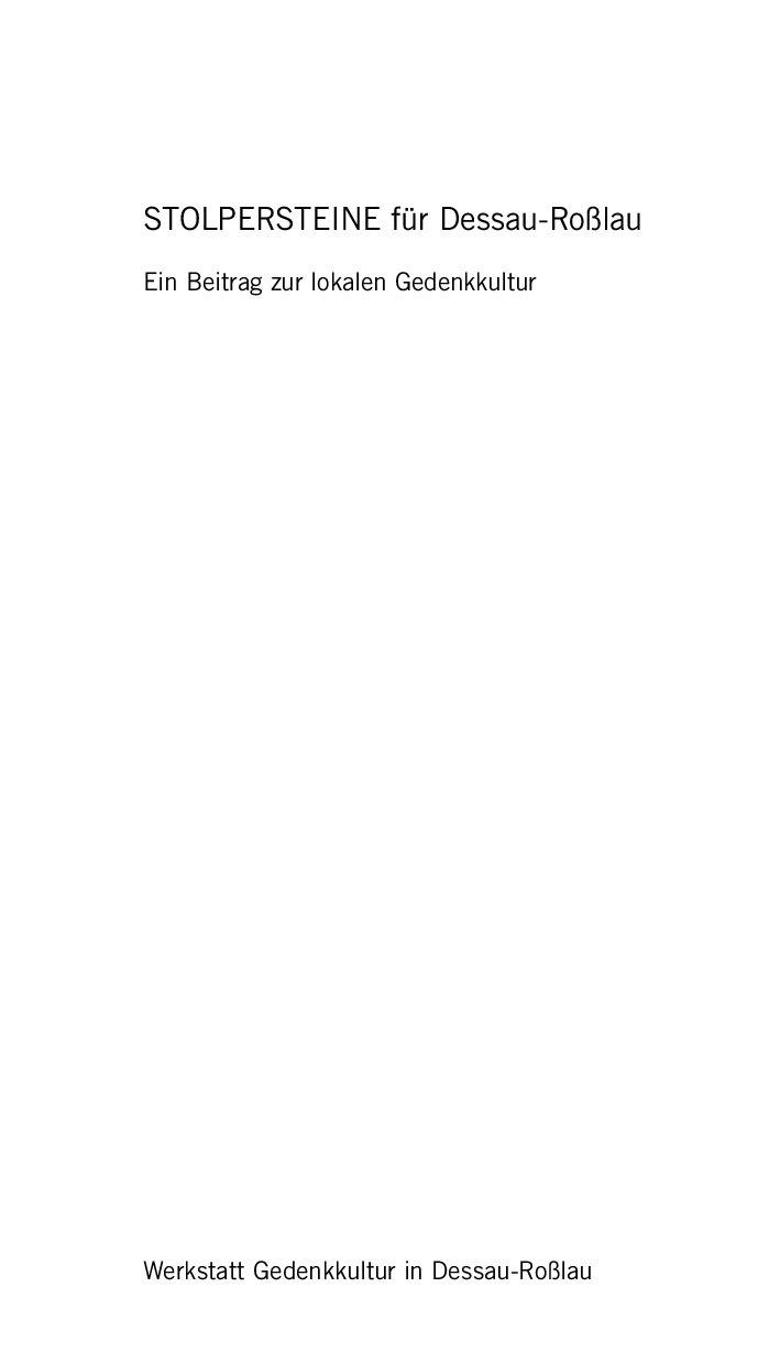 Cover von Stolpersteine für Dessau-Roßlau