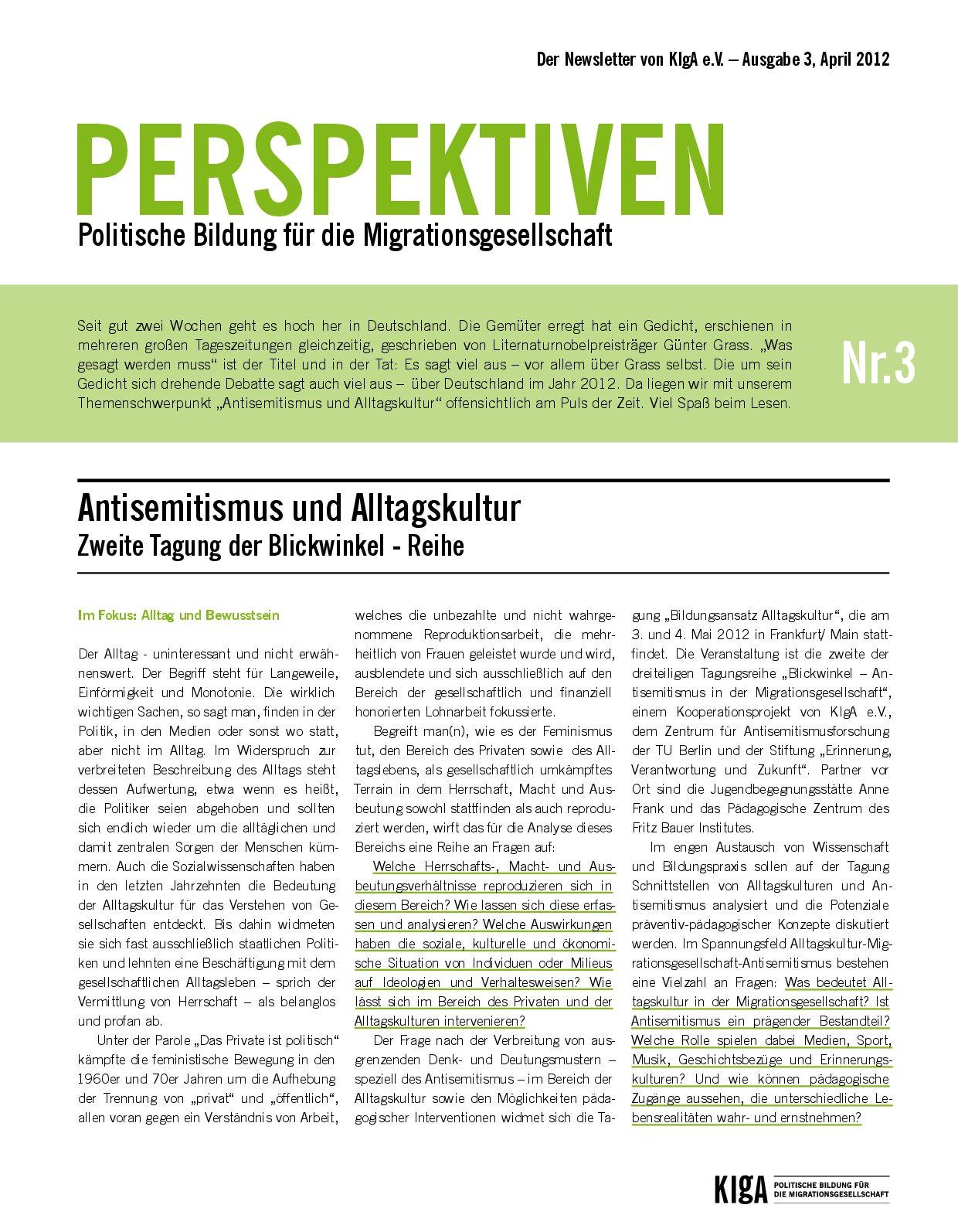 Cover von Perspektiven. Politische Bildung für die Migrationsgesellschaft – Nr. 3