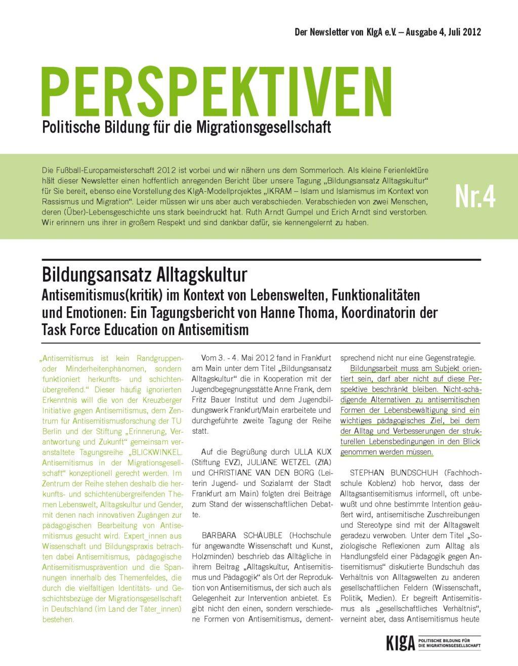 Cover von Perspektiven. Politische Bildung für die Migrationsgesellschaft – Nr. 4