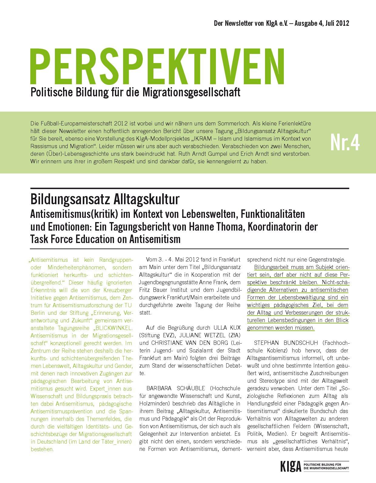 Cover von Perspektiven. Politische Bildung für die Migrationsgesellschaft – Nr. 4