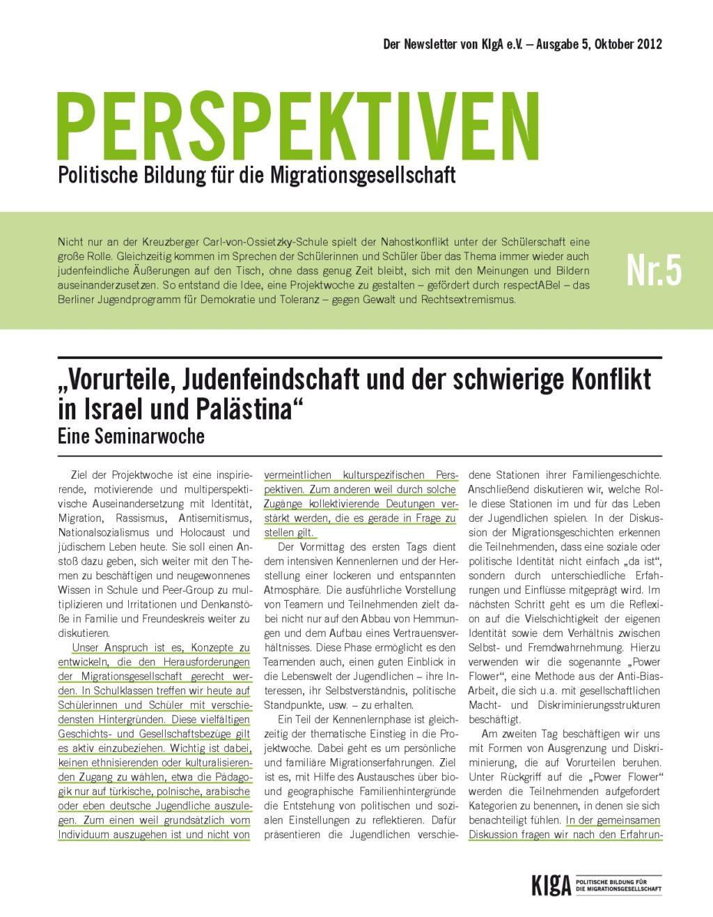 Cover von Perspektiven. Politische Bildung für die Migrationsgesellschaft – Nr. 5